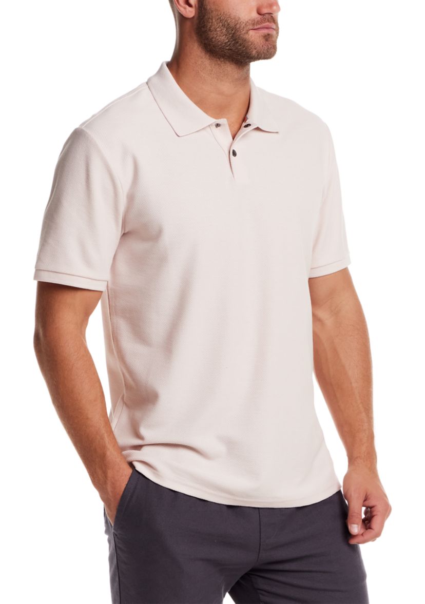 Mens Short Sleeve Structural Pique Polo Shirt 