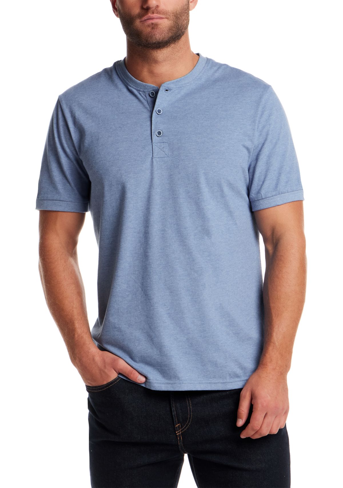 Mens Short Sleeve Micro Stripe Henley Shirt 