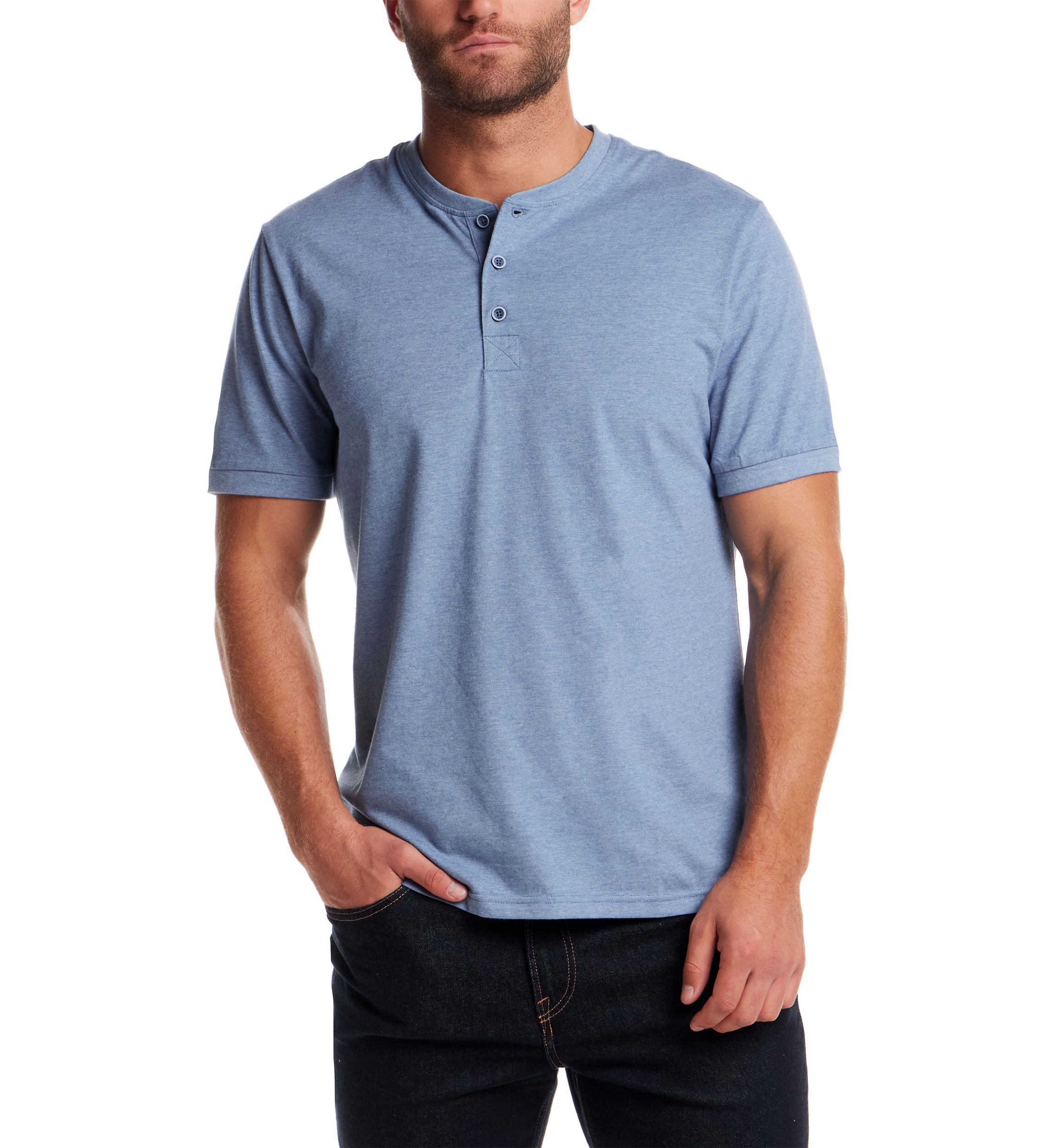 Mens Short Sleeve Micro Stripe Henley Shirt 
