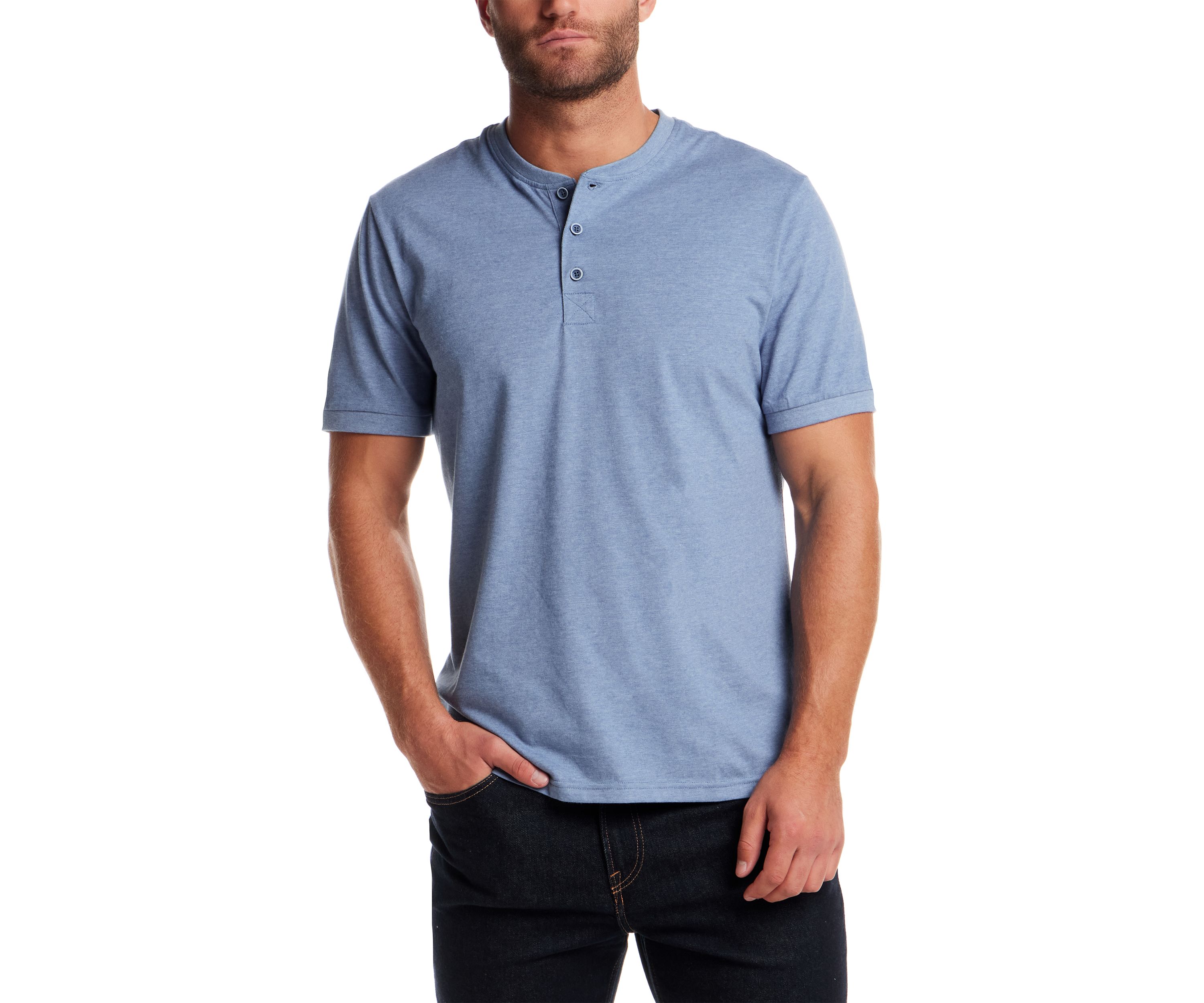 Mens Short Sleeve Micro Stripe Henley Shirt 