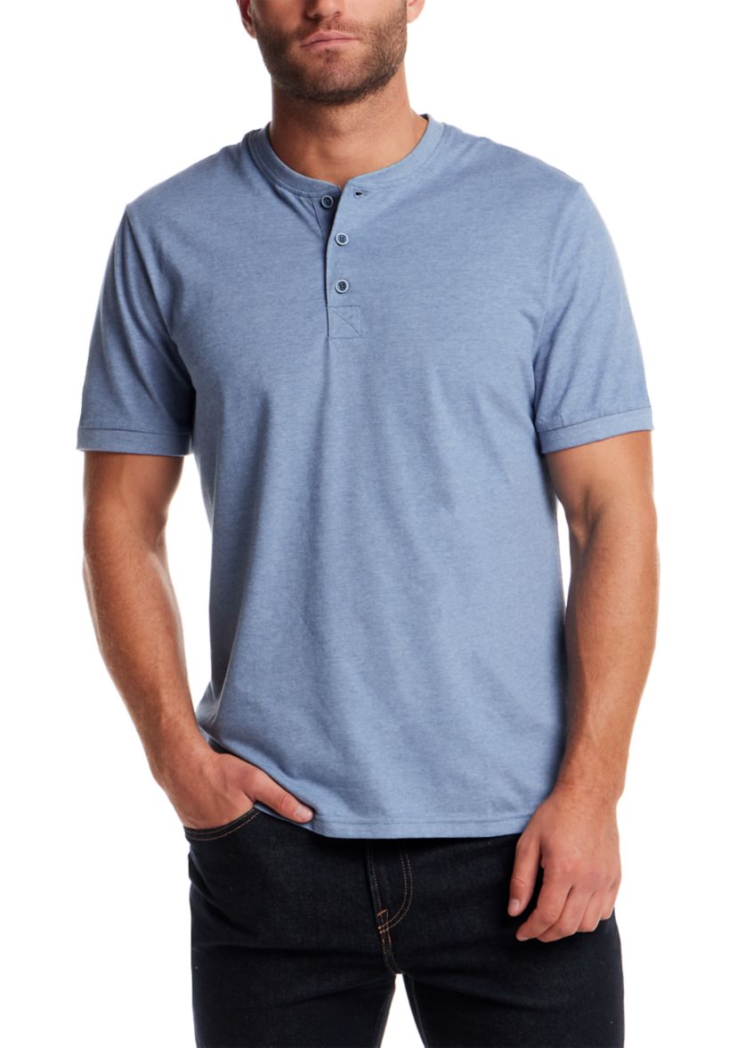 Mens Short Sleeve Micro Stripe Henley Shirt 
