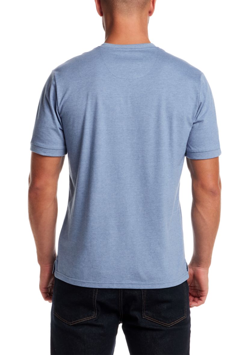 Mens Short Sleeve Micro Stripe Henley Shirt 