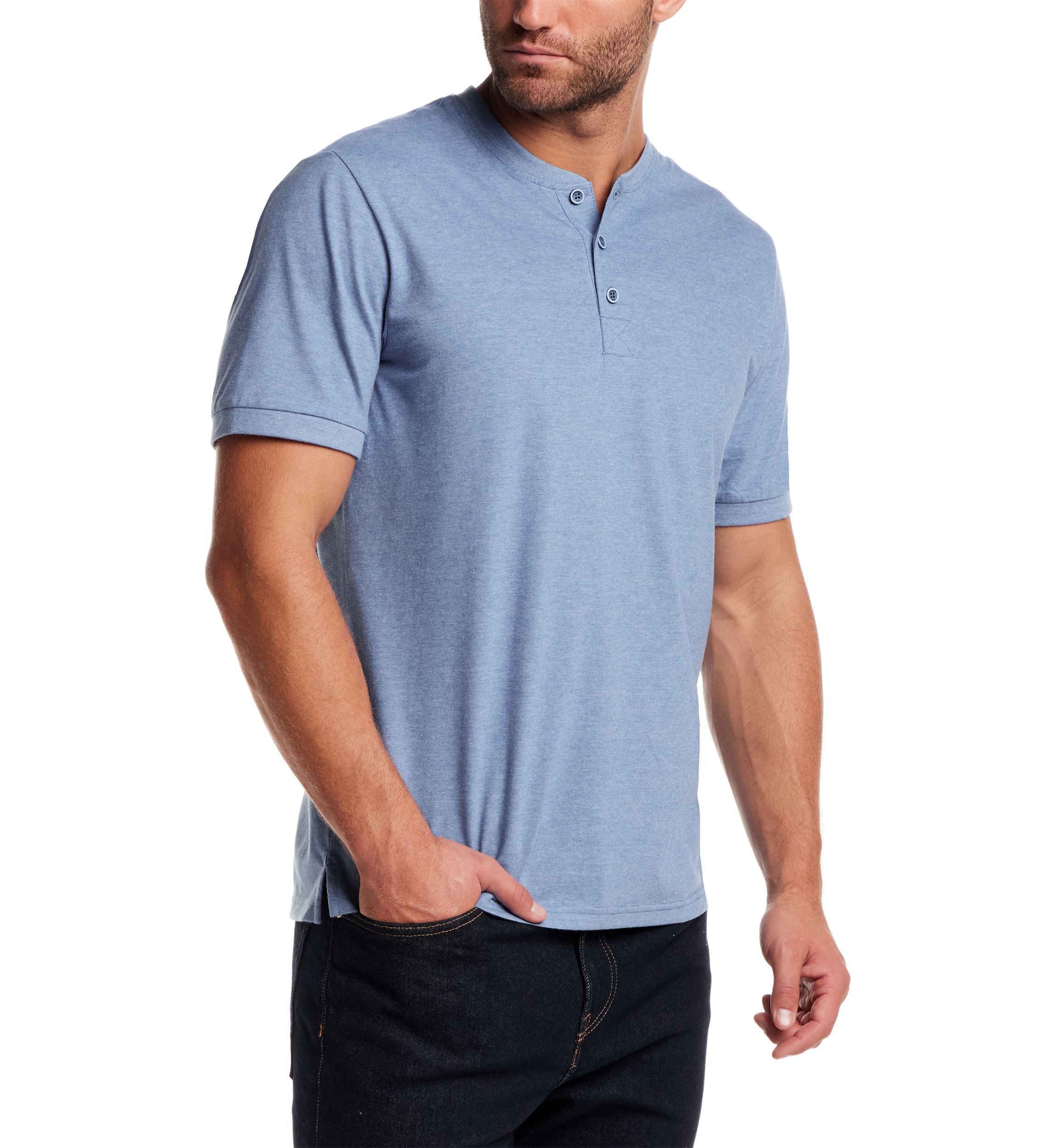 Mens Short Sleeve Micro Stripe Henley Shirt 