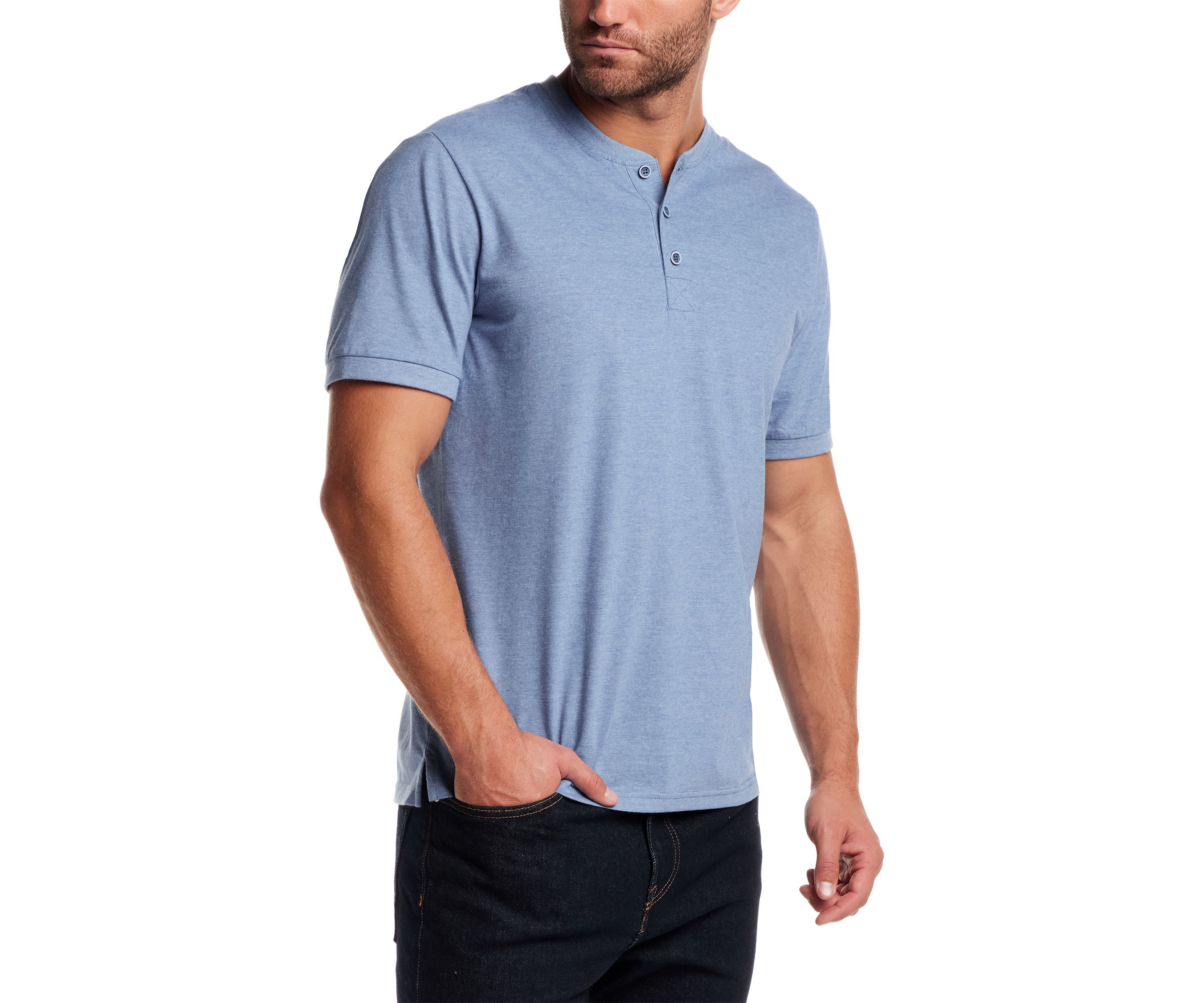 Mens Short Sleeve Micro Stripe Henley Shirt 