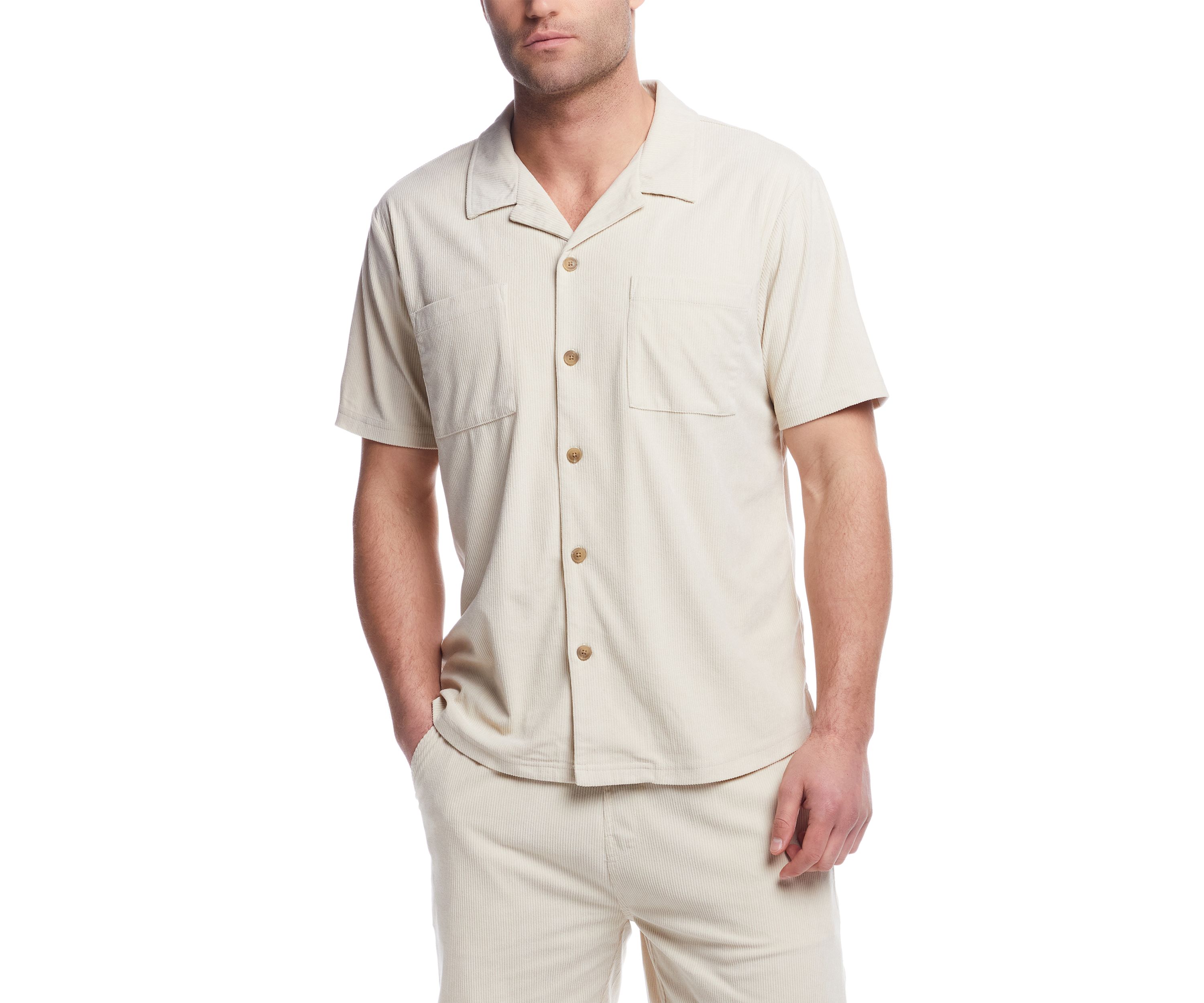 Mens Short Sleeve Corduroy Cabana Shirt