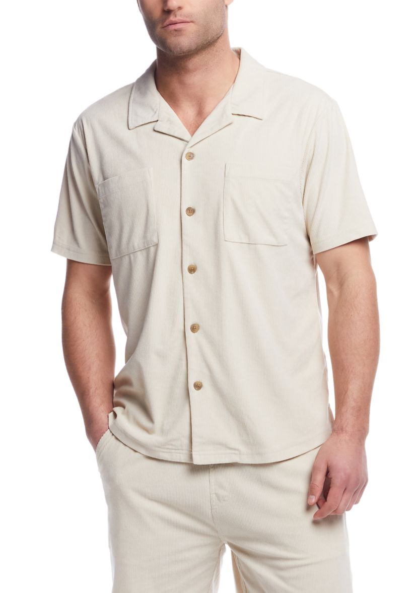Mens Short Sleeve Corduroy Cabana Shirt
