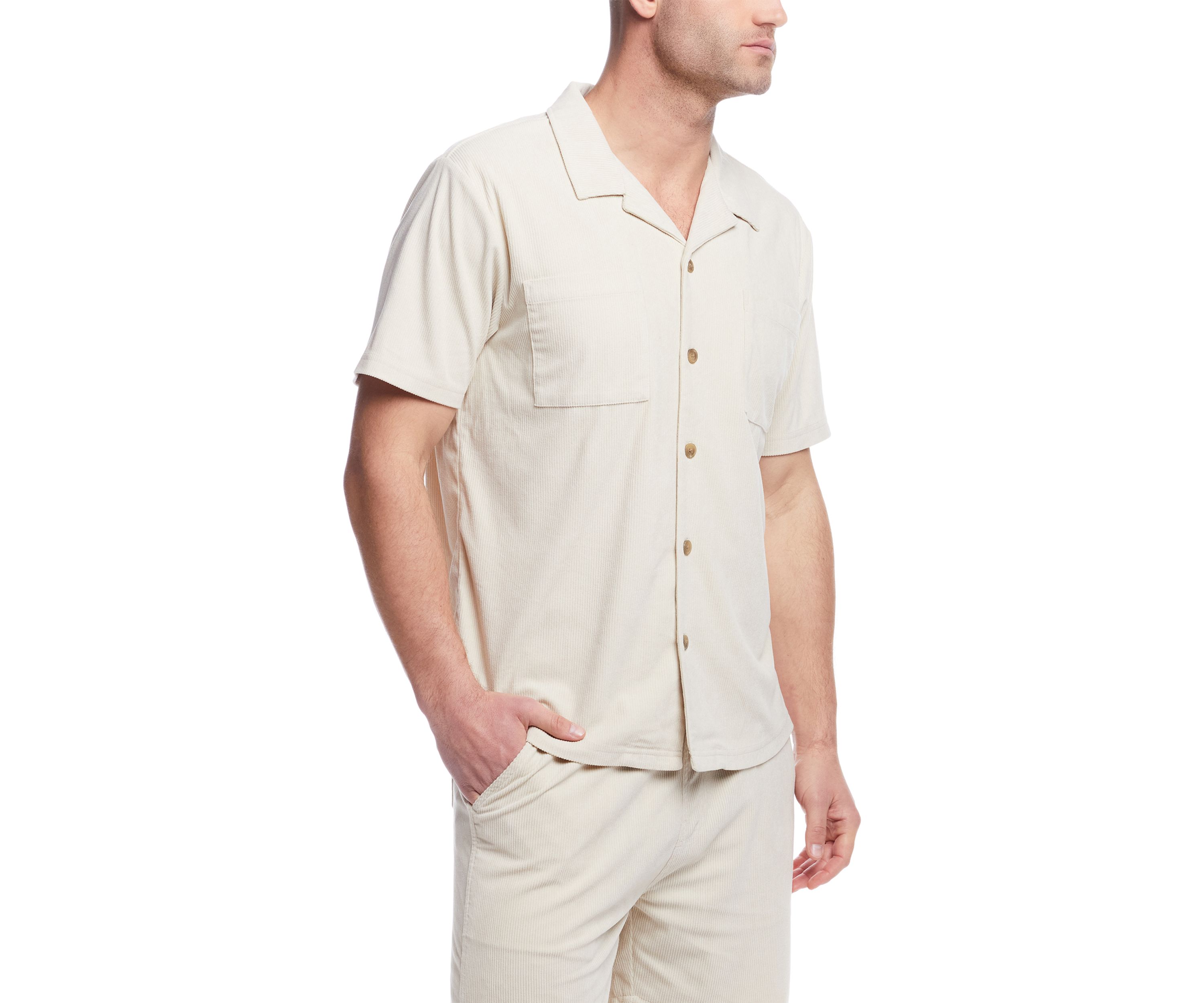 Mens Short Sleeve Corduroy Cabana Shirt