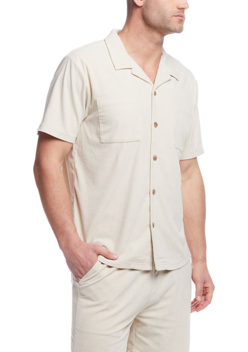 Mens Short Sleeve Corduroy Cabana Shirt