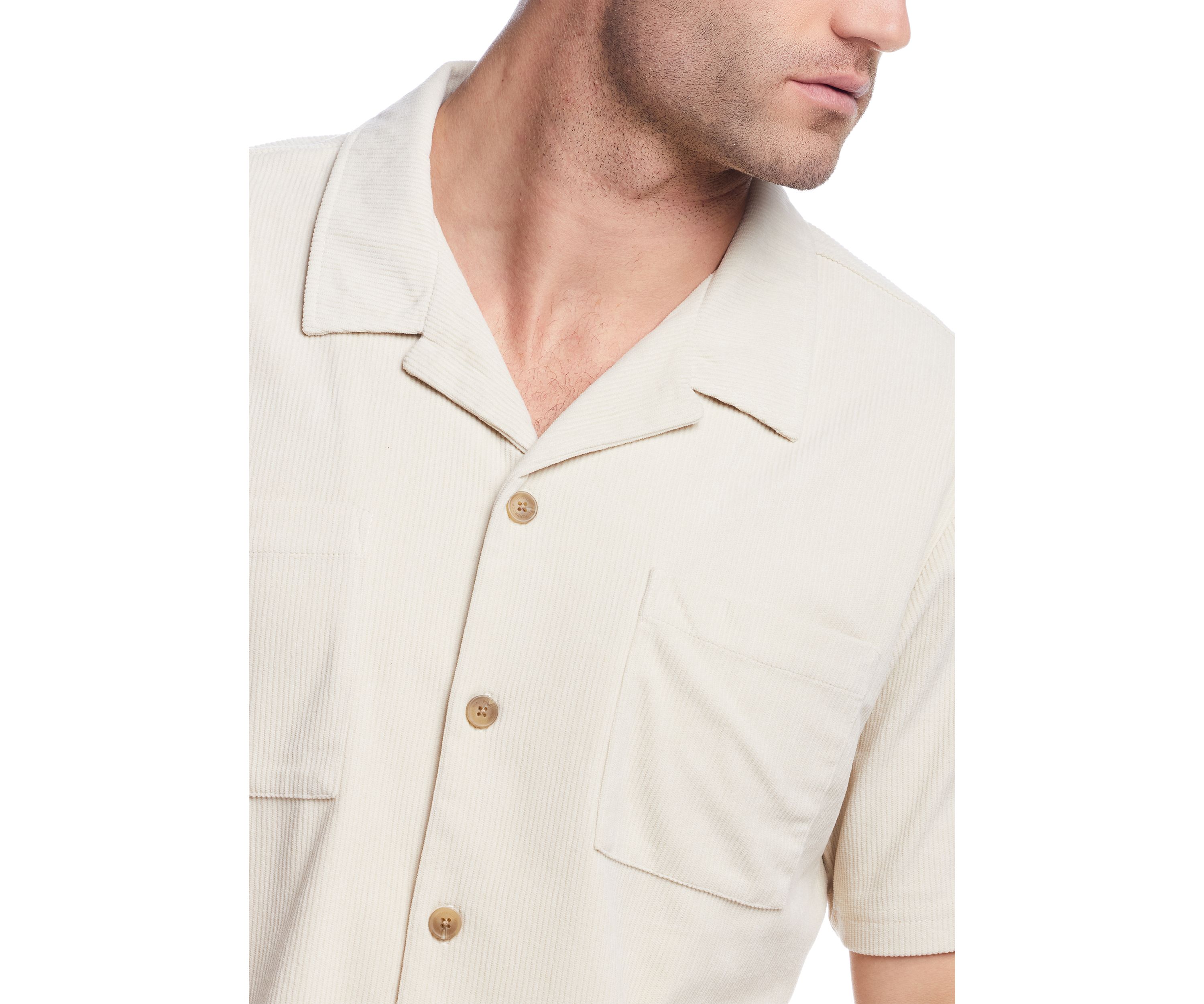 Mens Short Sleeve Corduroy Cabana Shirt