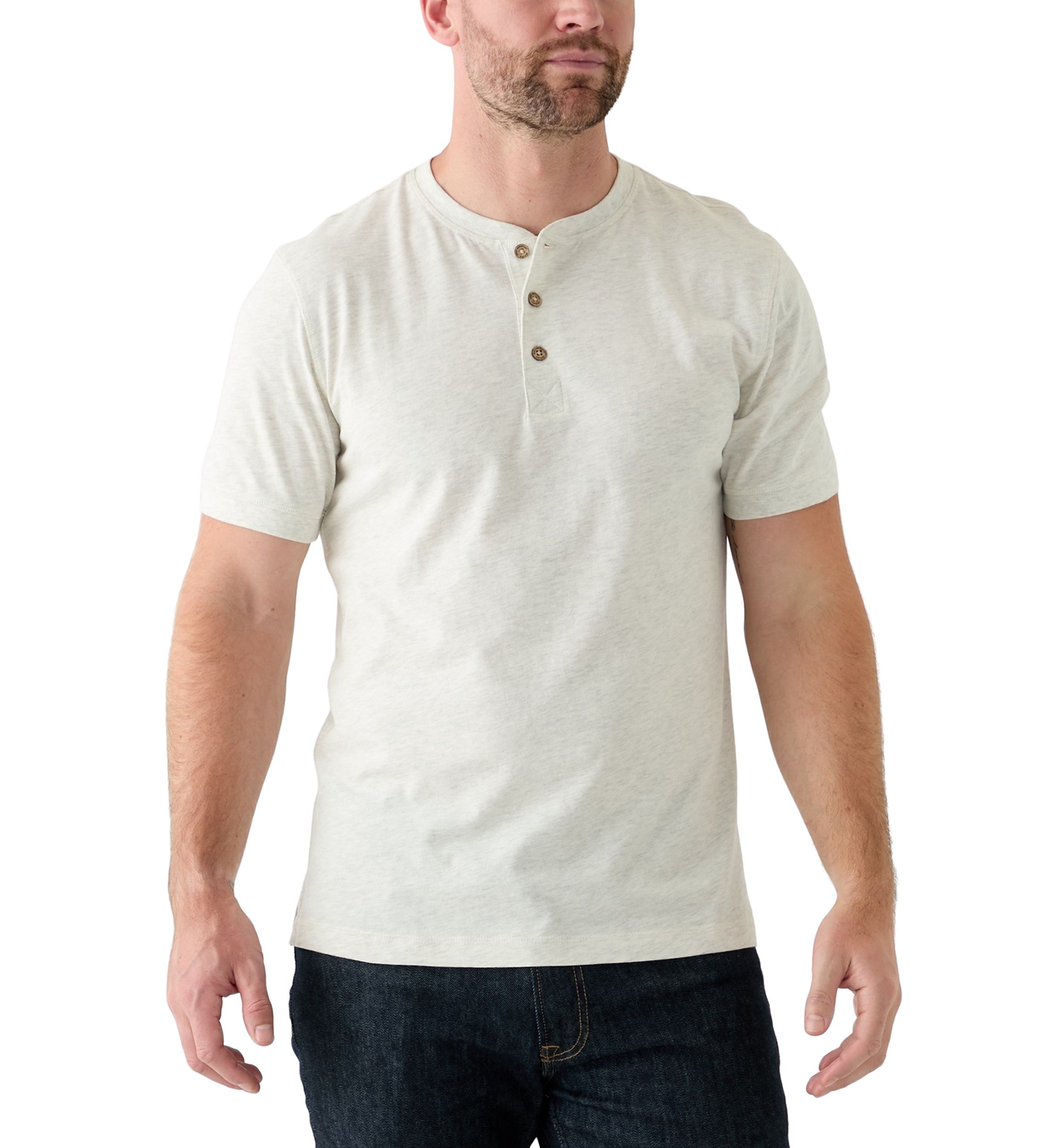 Mens Short Sleeve Sueded Jersey Henley Shirt 