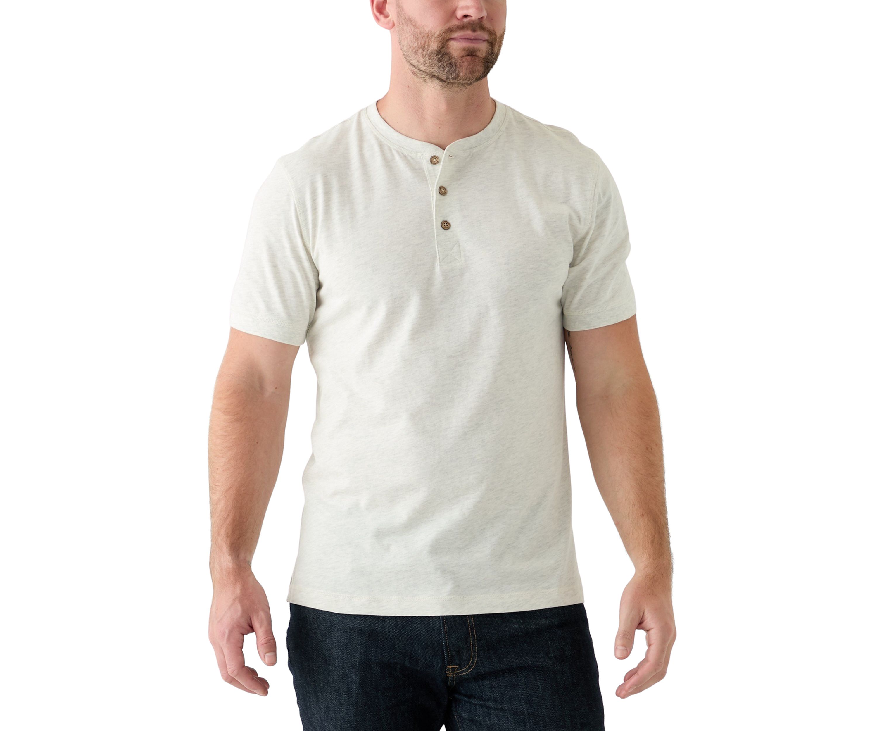 Mens Short Sleeve Sueded Jersey Henley Shirt 