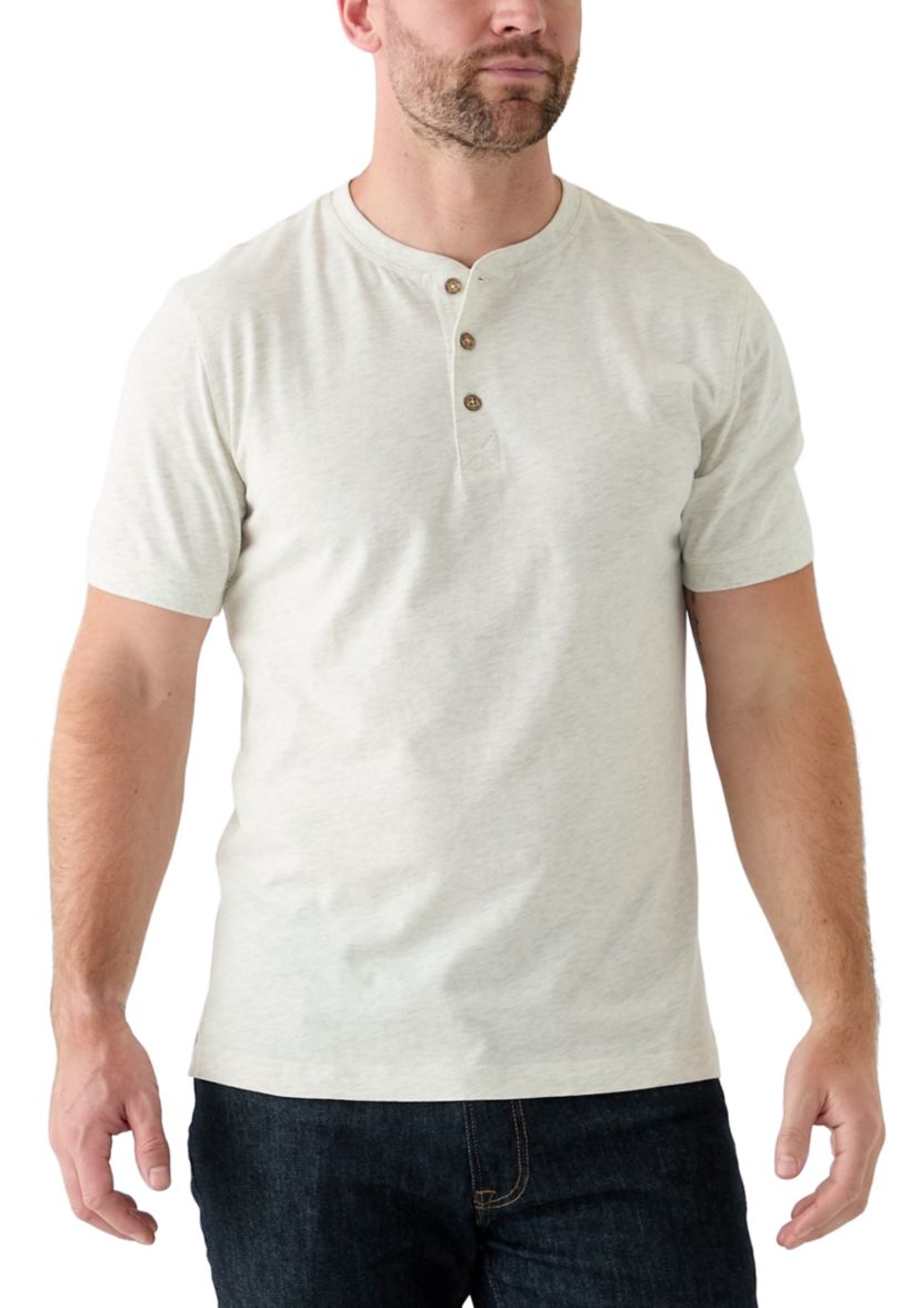 Mens Short Sleeve Sueded Jersey Henley Shirt 
