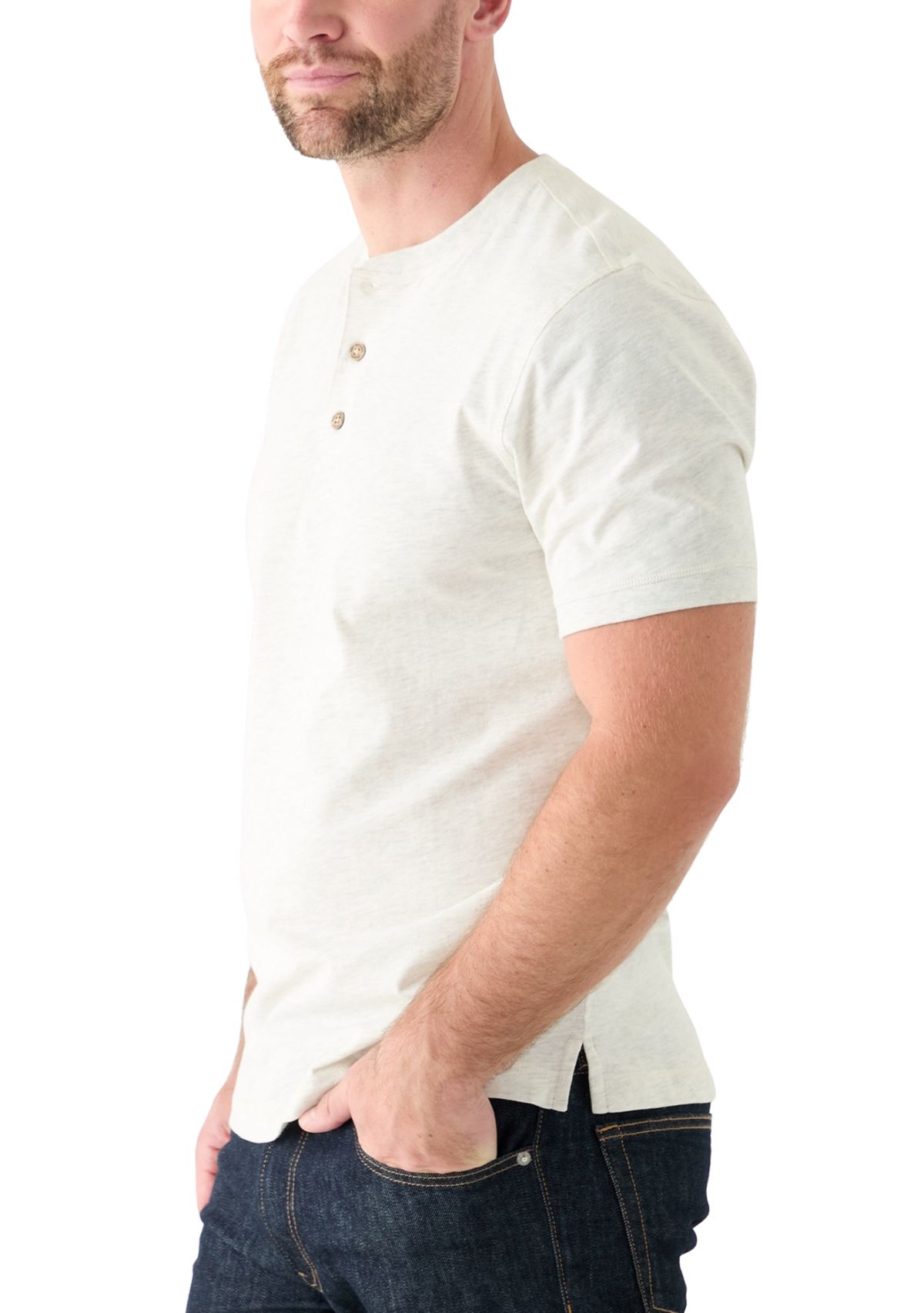 Mens Short Sleeve Sueded Jersey Henley Shirt 