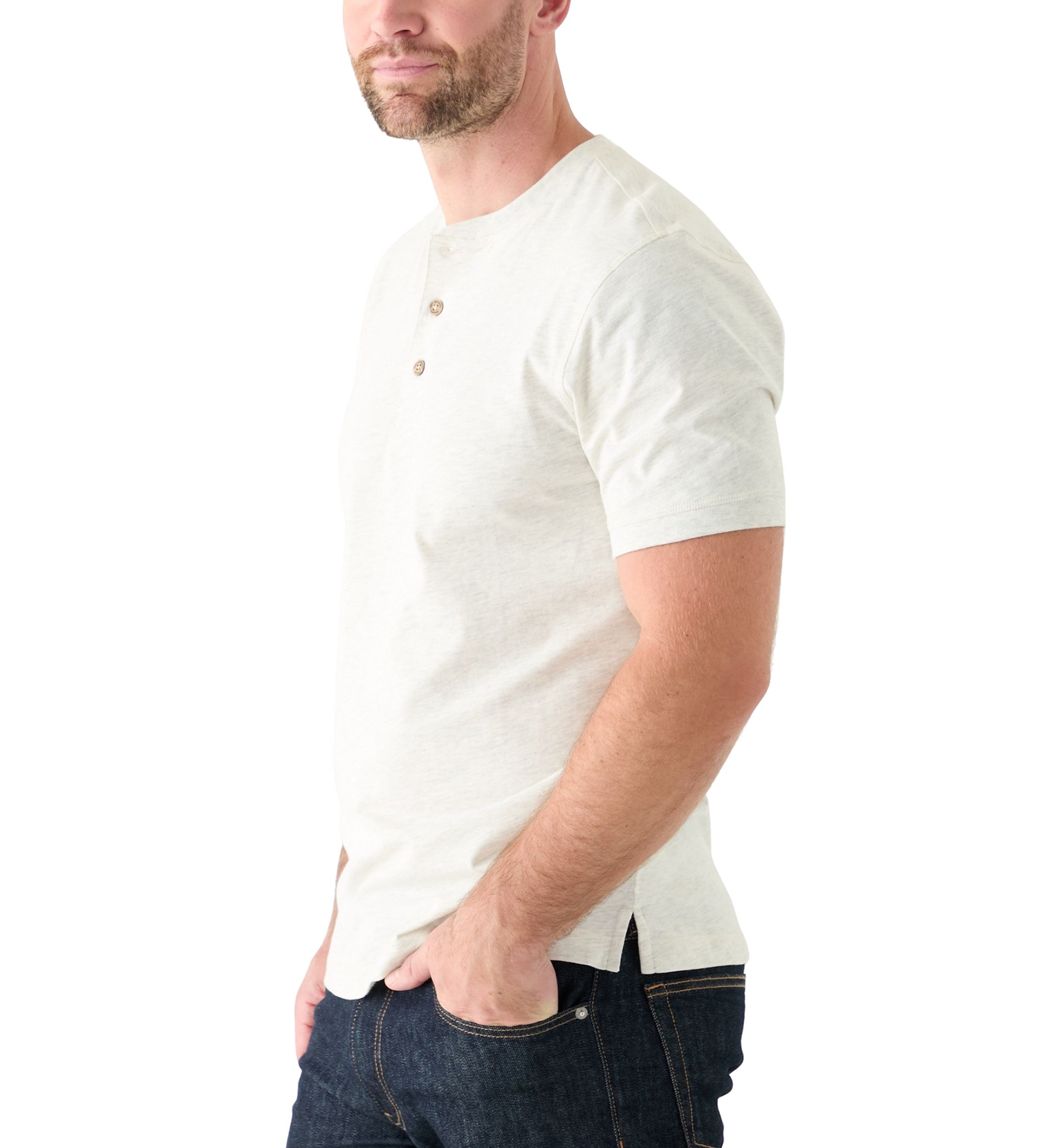 Mens Short Sleeve Sueded Jersey Henley Shirt 