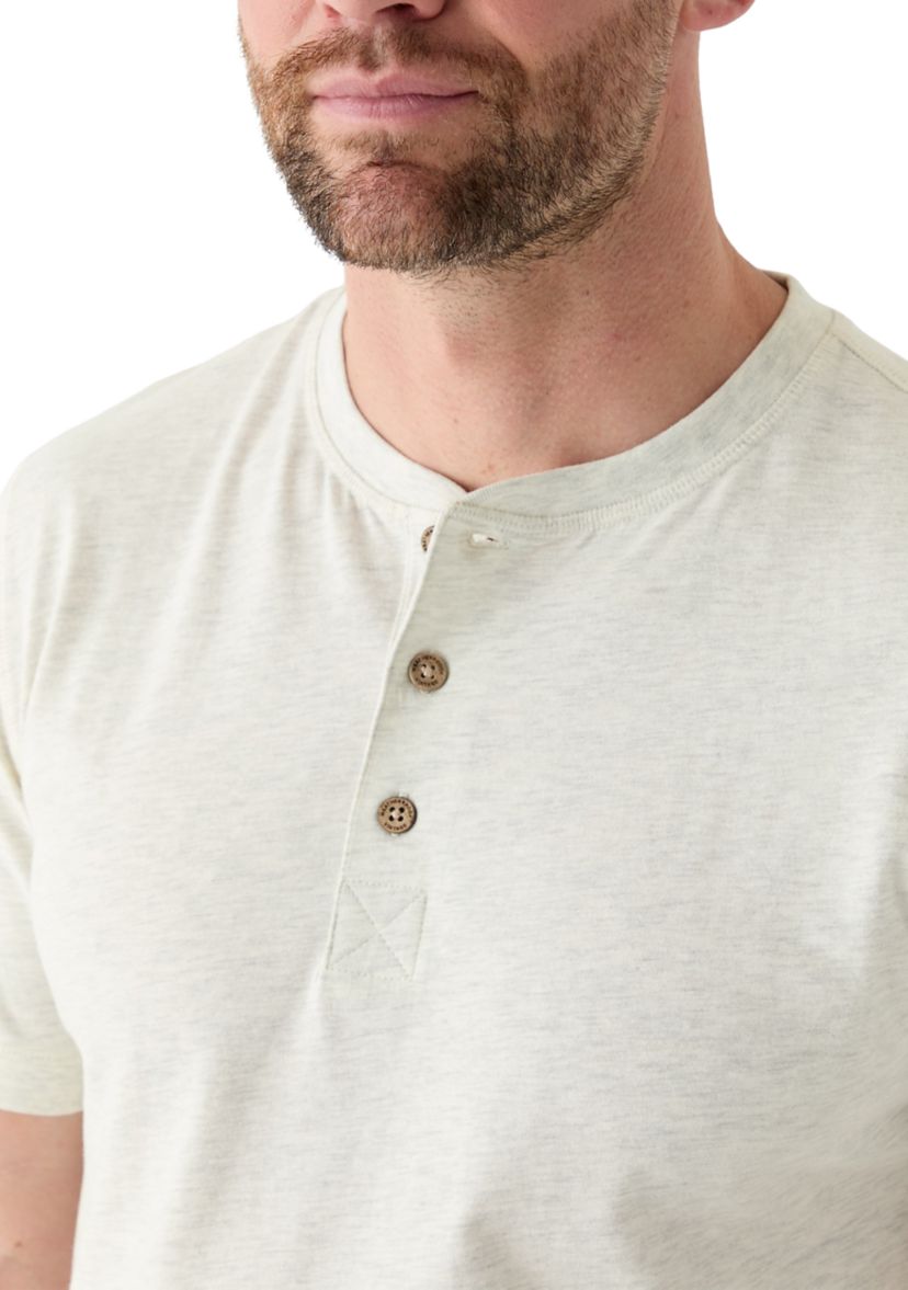 Mens Short Sleeve Sueded Jersey Henley Shirt 