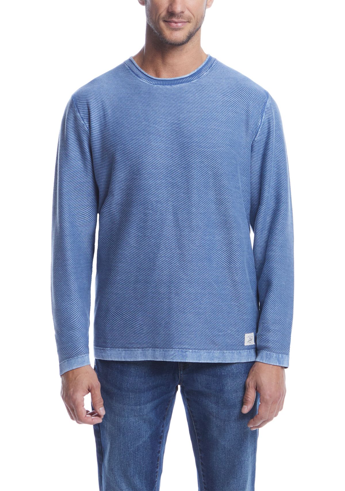 Mens Long Sleeve Twill Stonewash Sweater 