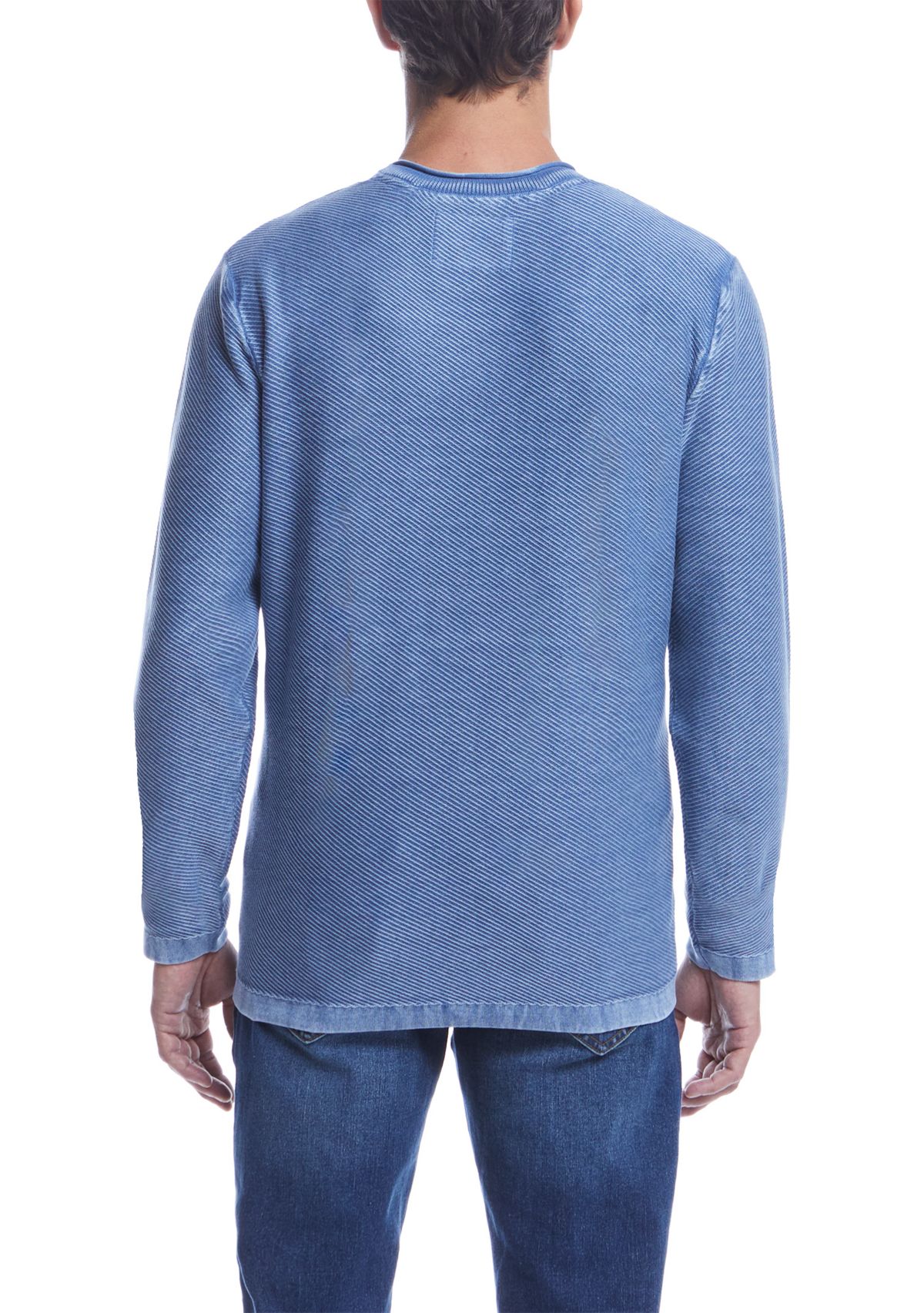 Mens Long Sleeve Twill Stonewash Sweater 