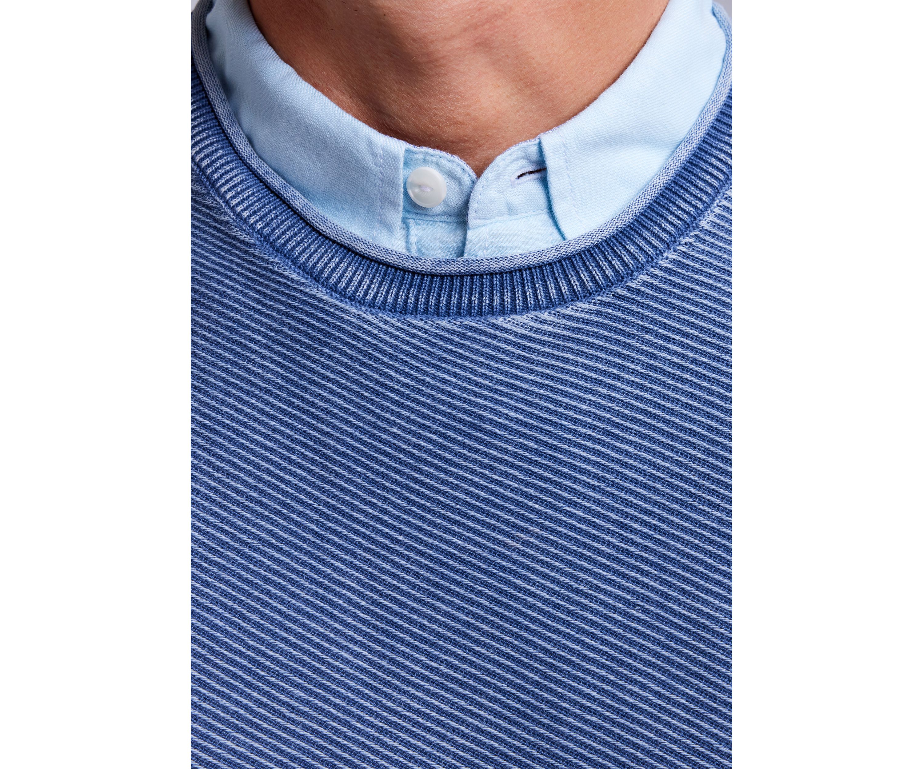 Mens Long Sleeve Twill Stonewash Sweater 