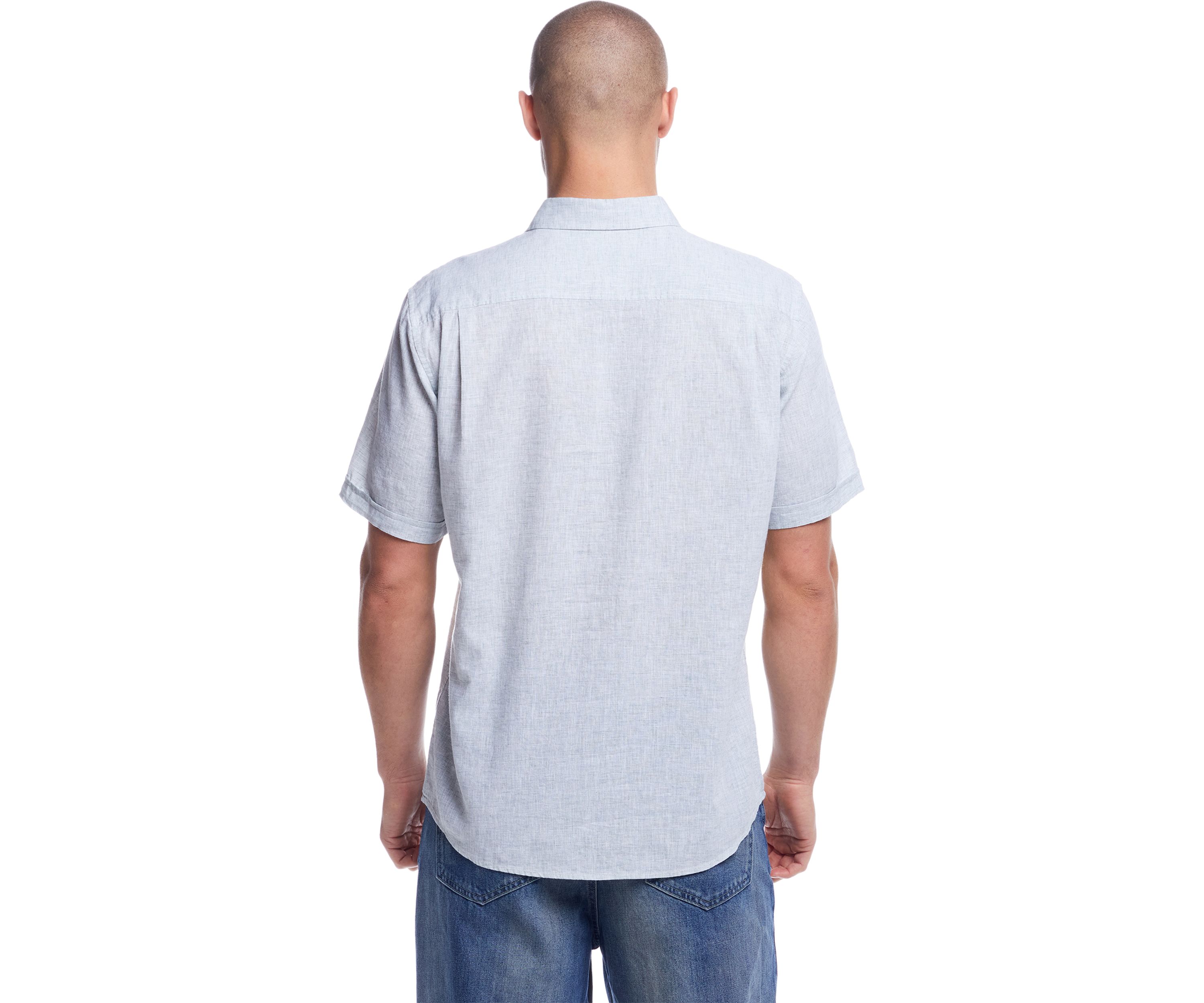 Mens Short Sleeve Linen Cotton Button Down Shirt