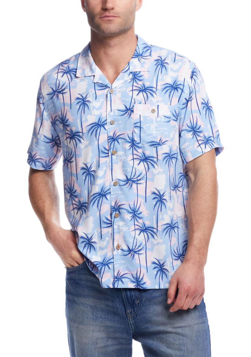 Mens Short Sleeve Rayon Camp Shirt