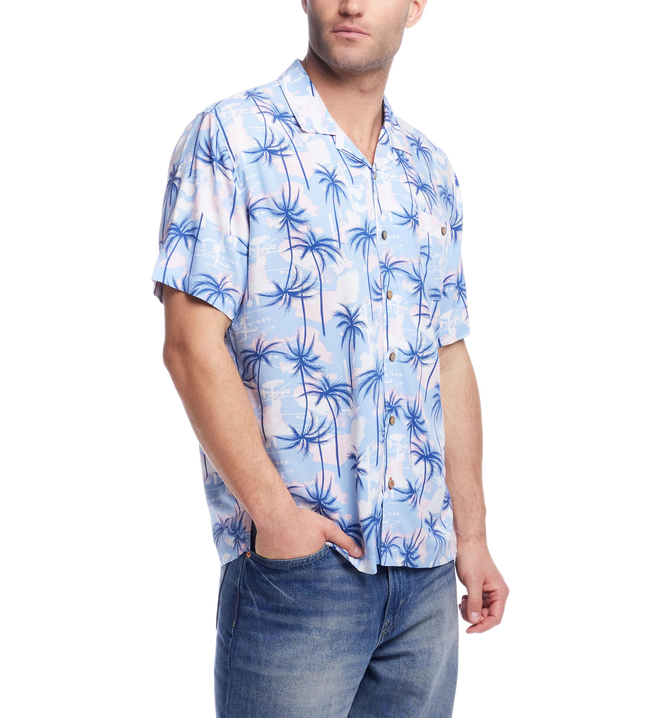 Mens Short Sleeve Rayon Camp Shirt