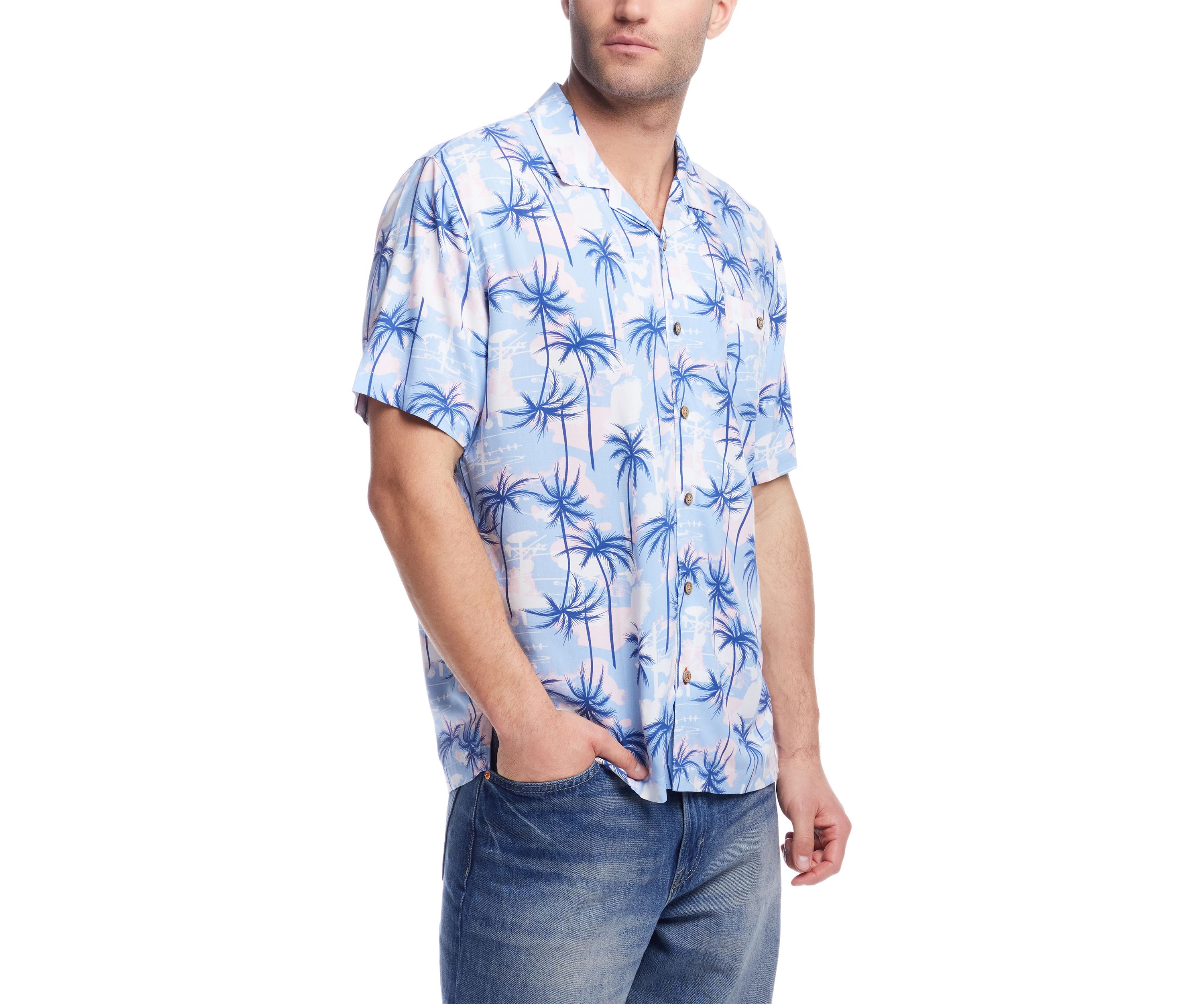 Mens Short Sleeve Rayon Camp Shirt