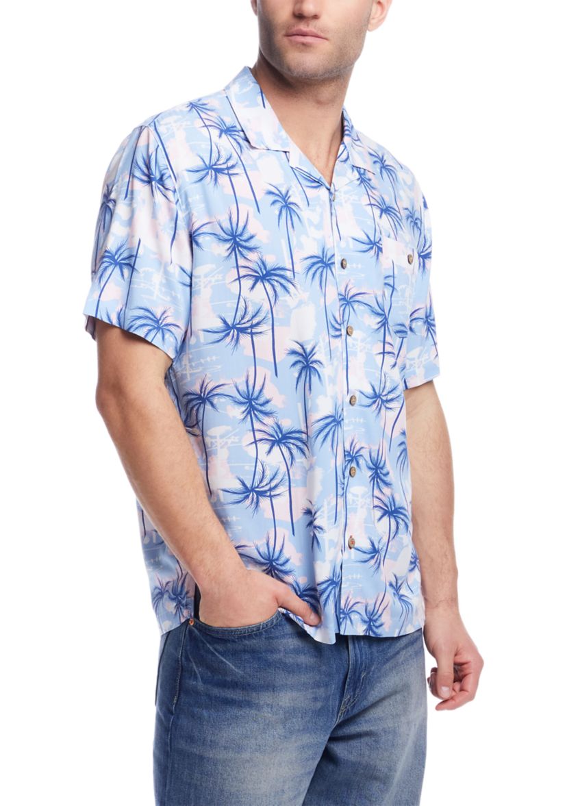 Mens Short Sleeve Rayon Camp Shirt
