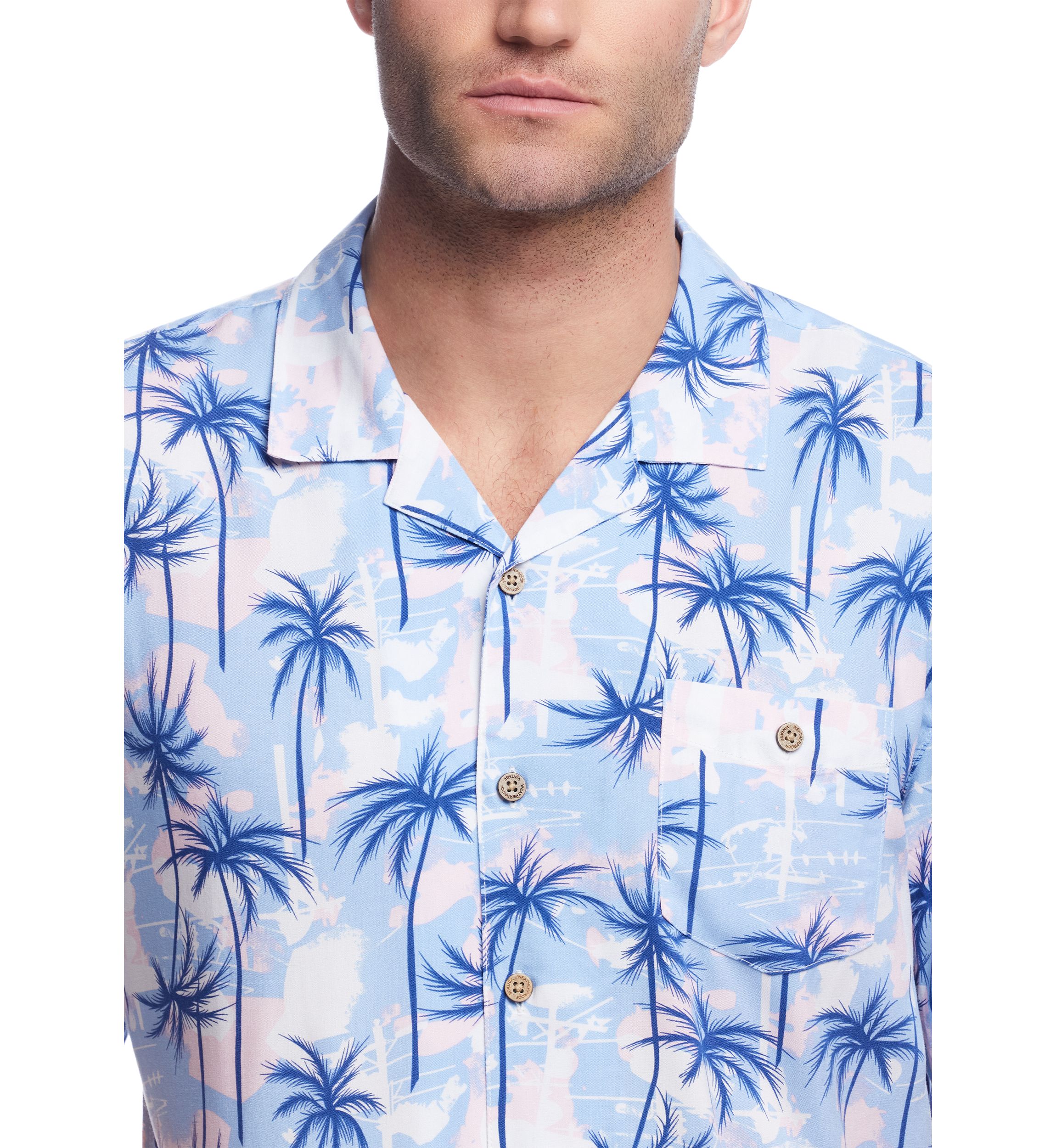 Mens Short Sleeve Rayon Camp Shirt