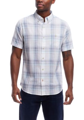 Weatherproof Vintage Men's Short Sleeve Cotton Plaid Shirt, 2XL