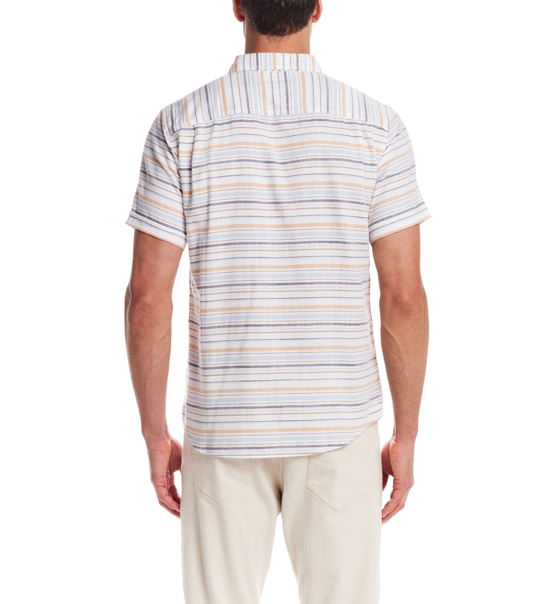 Mens Short Sleeve Country Twill Horizontal Striped 