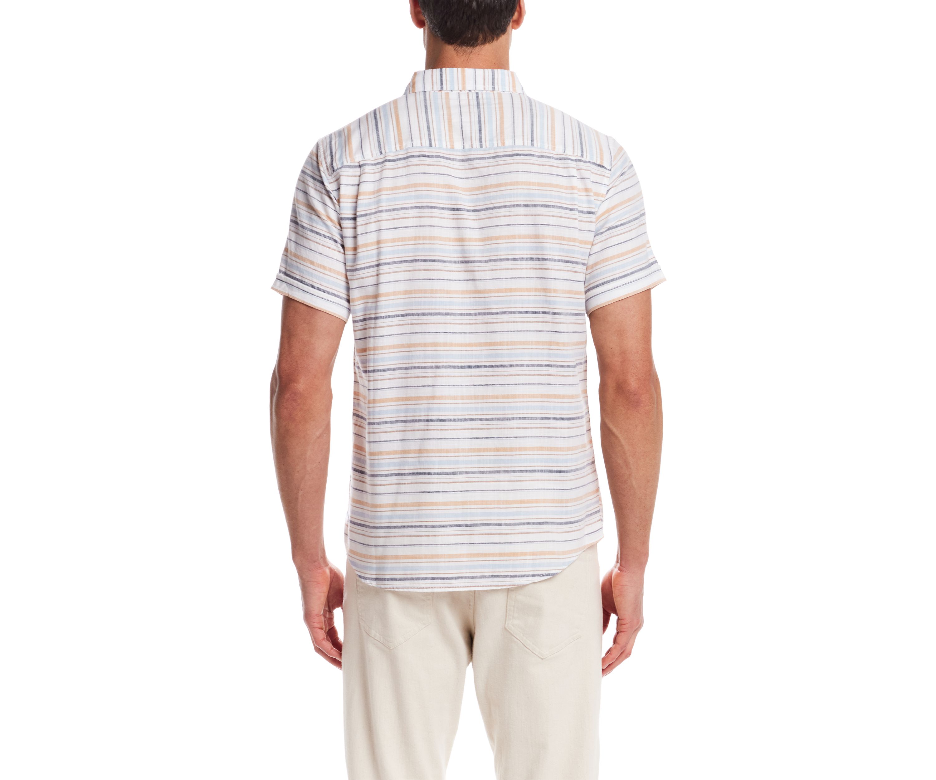 Mens Short Sleeve Country Twill Horizontal Striped 