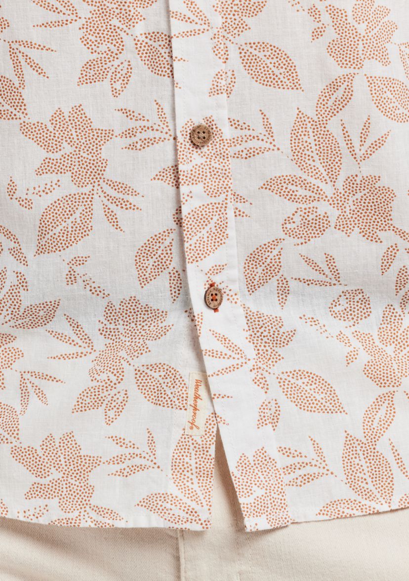 Mens Short Sleeve Linen Cotton Patterned Shirt 