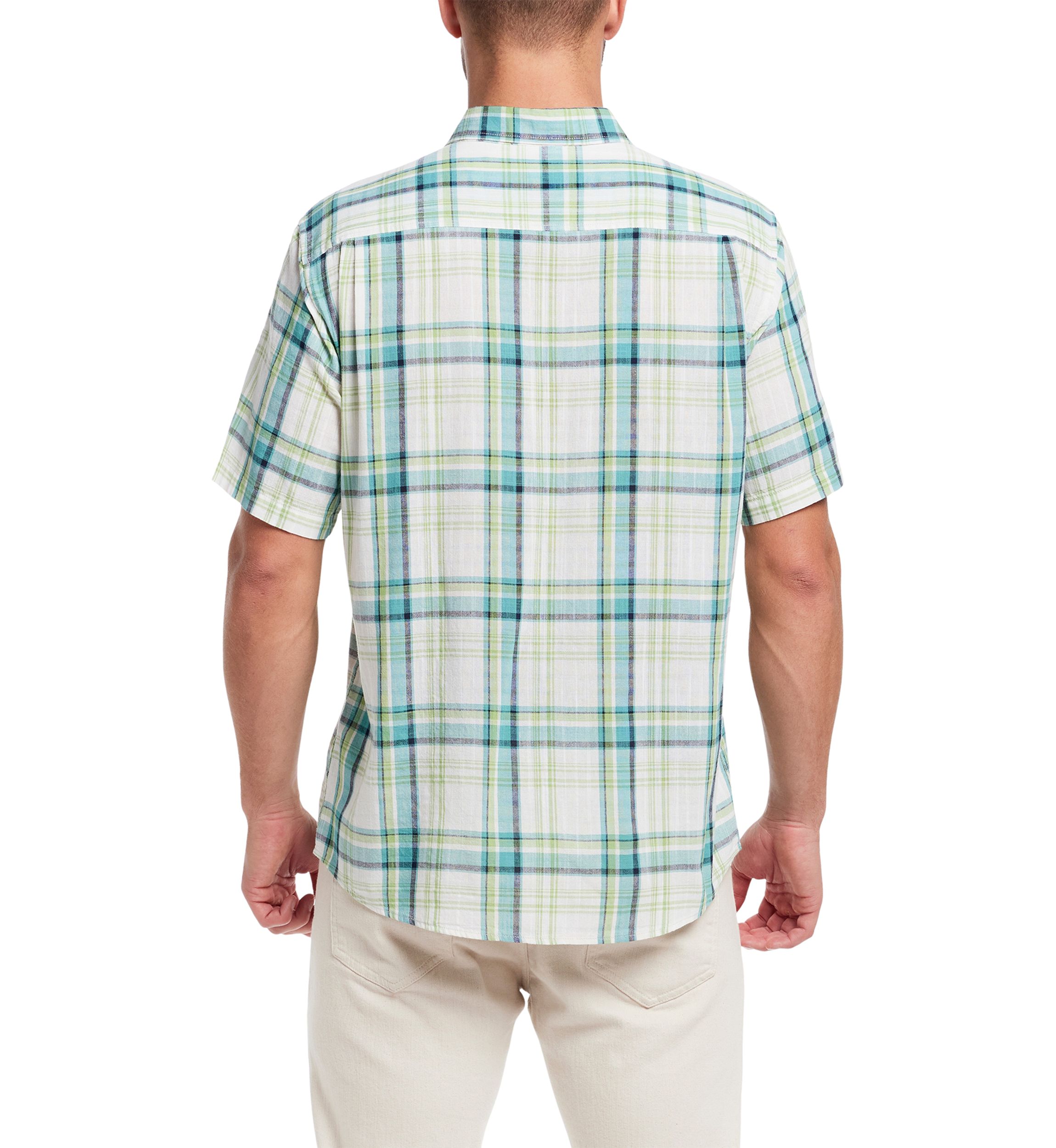 Mens Short Sleeve Faux Linen Cotton Shirt