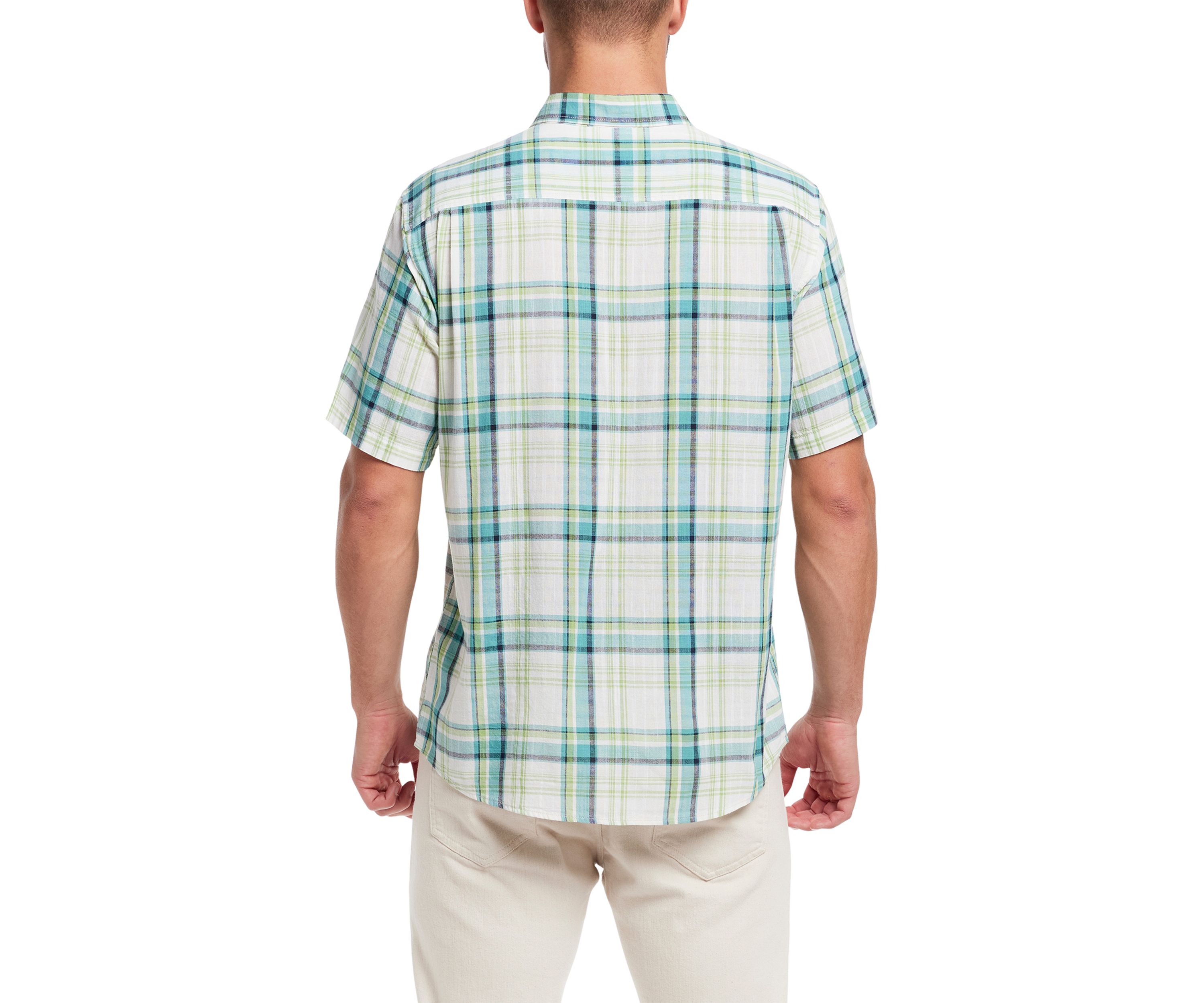 Mens Short Sleeve Faux Linen Cotton Shirt
