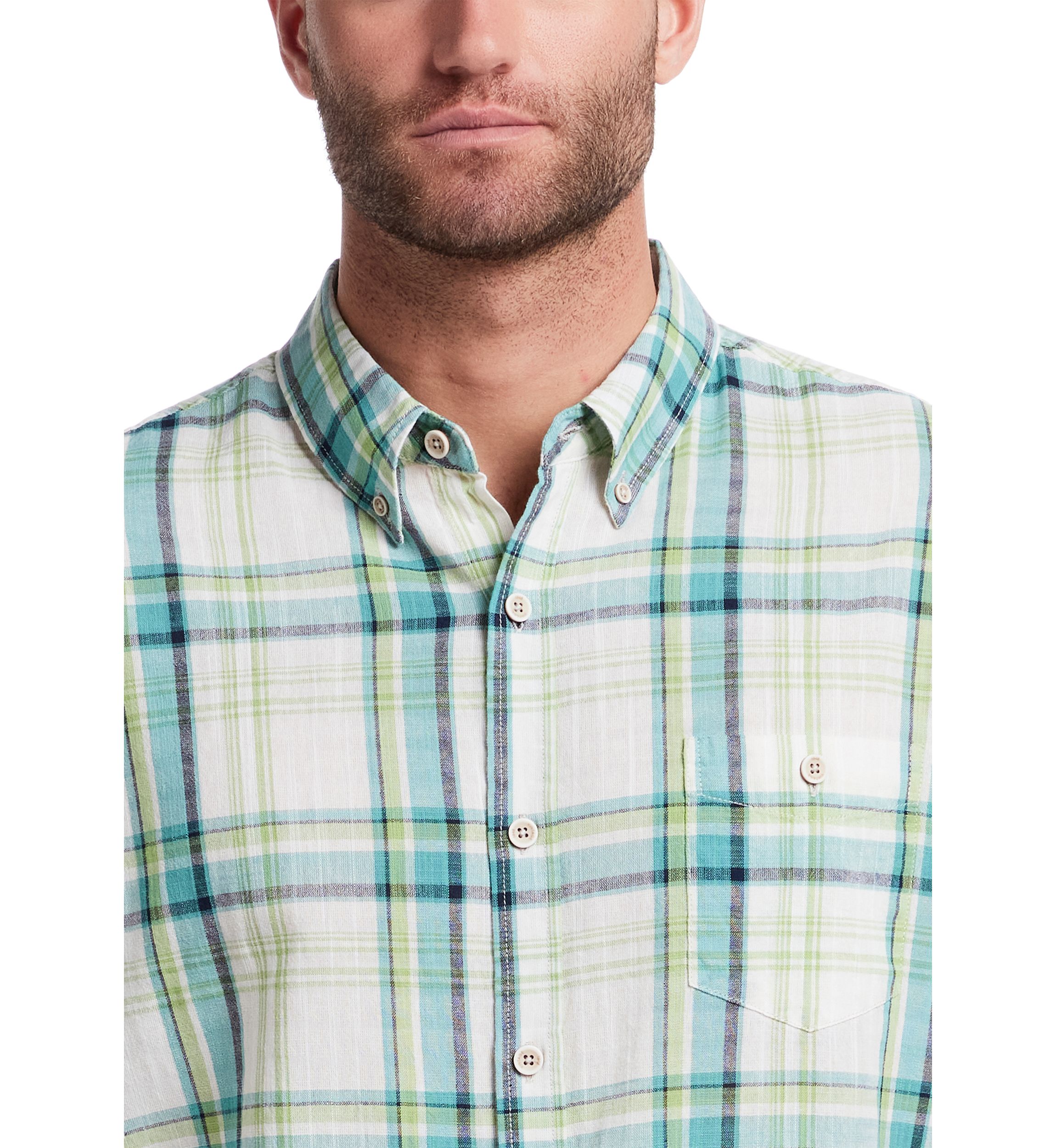 Mens Short Sleeve Faux Linen Cotton Shirt