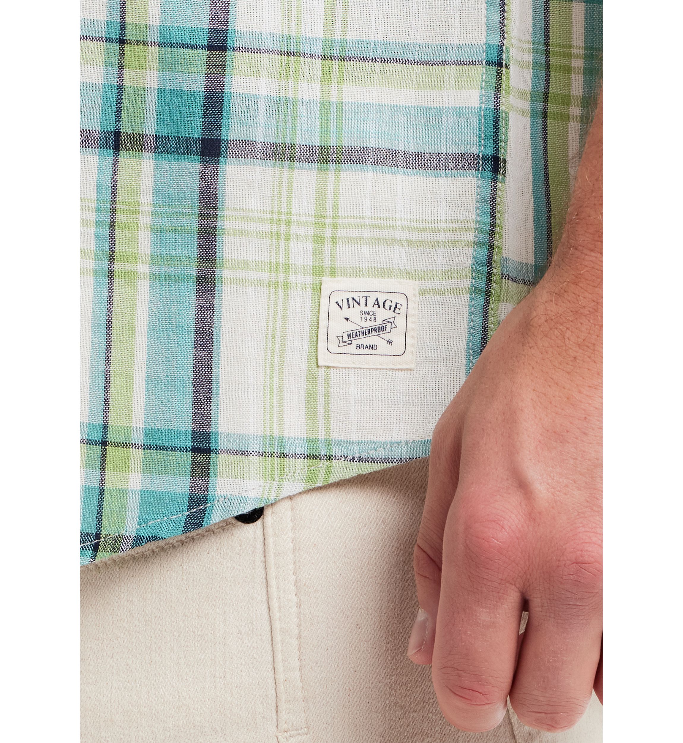 Mens Short Sleeve Faux Linen Cotton Shirt