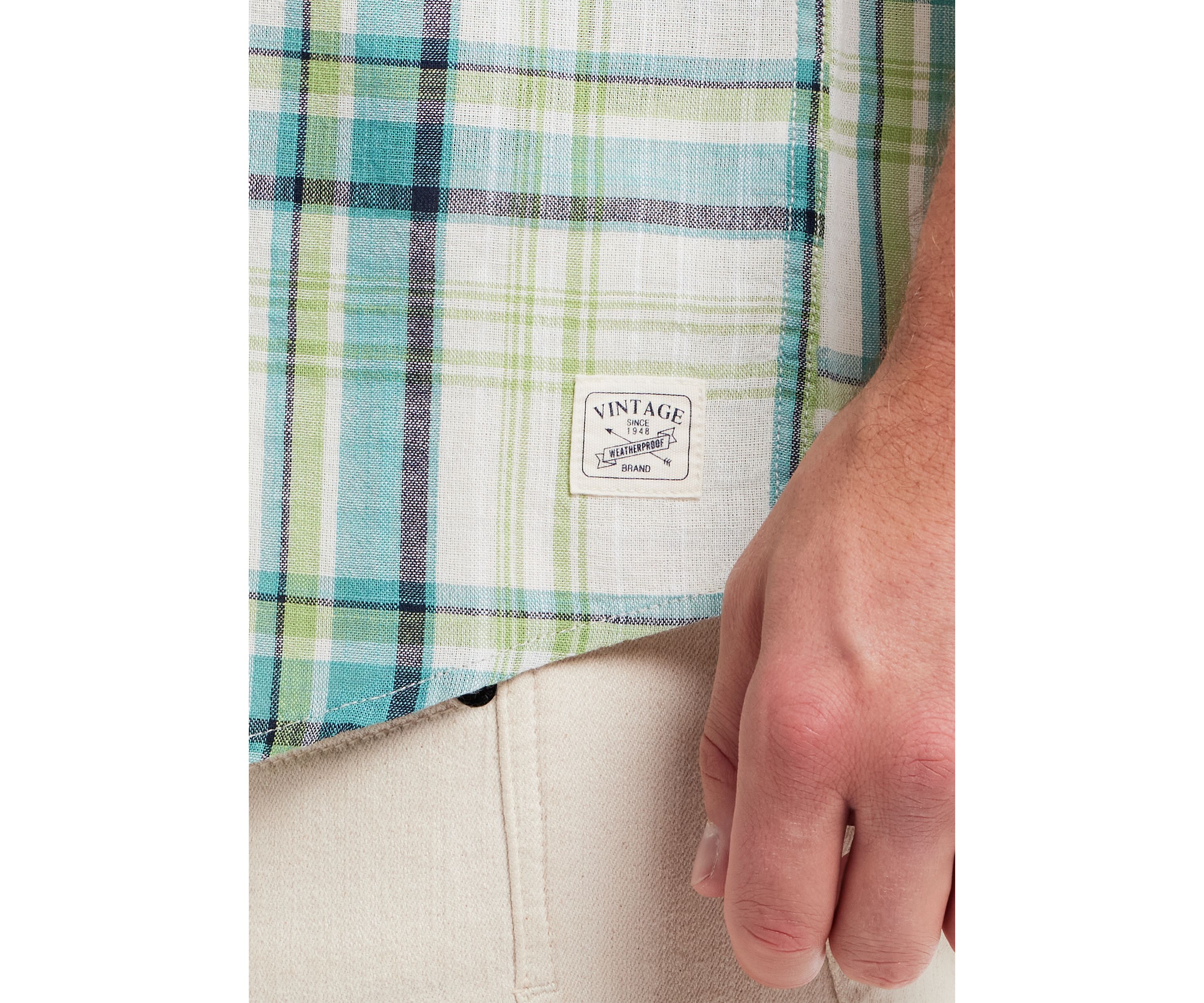 Mens Short Sleeve Faux Linen Cotton Shirt