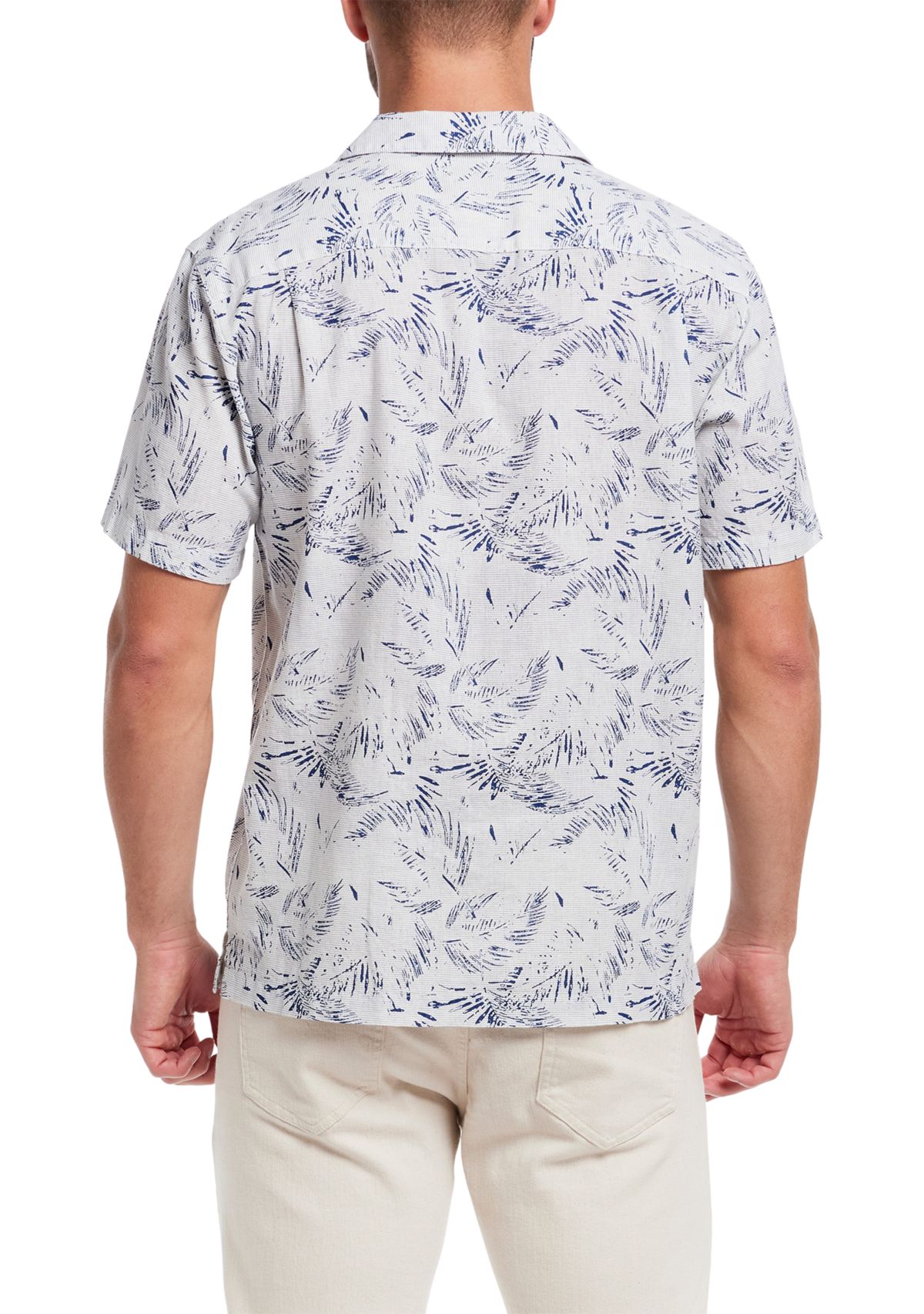 Mens Short Sleeve Linen Cotton Camp Shirt