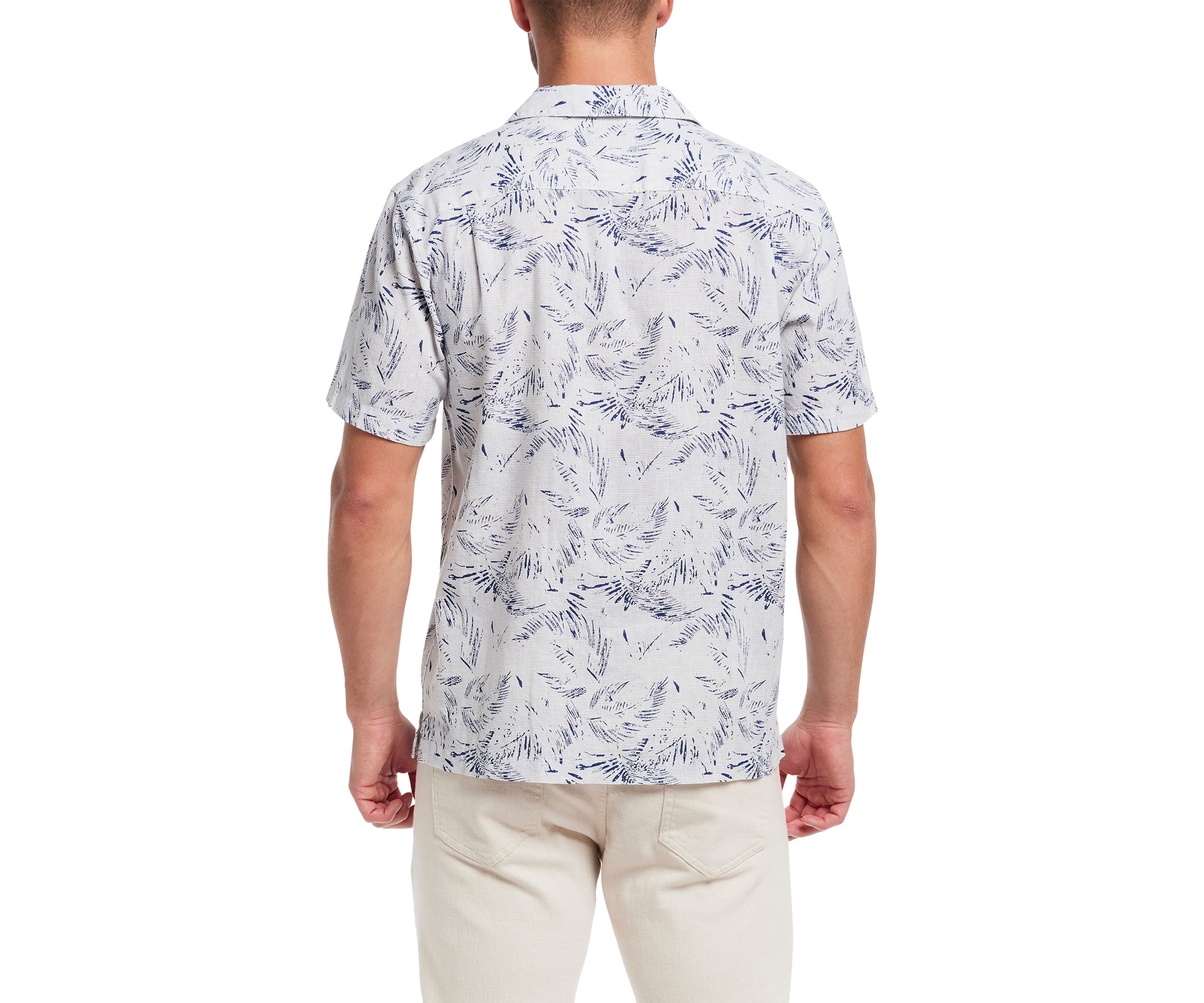 Mens Short Sleeve Linen Cotton Camp Shirt