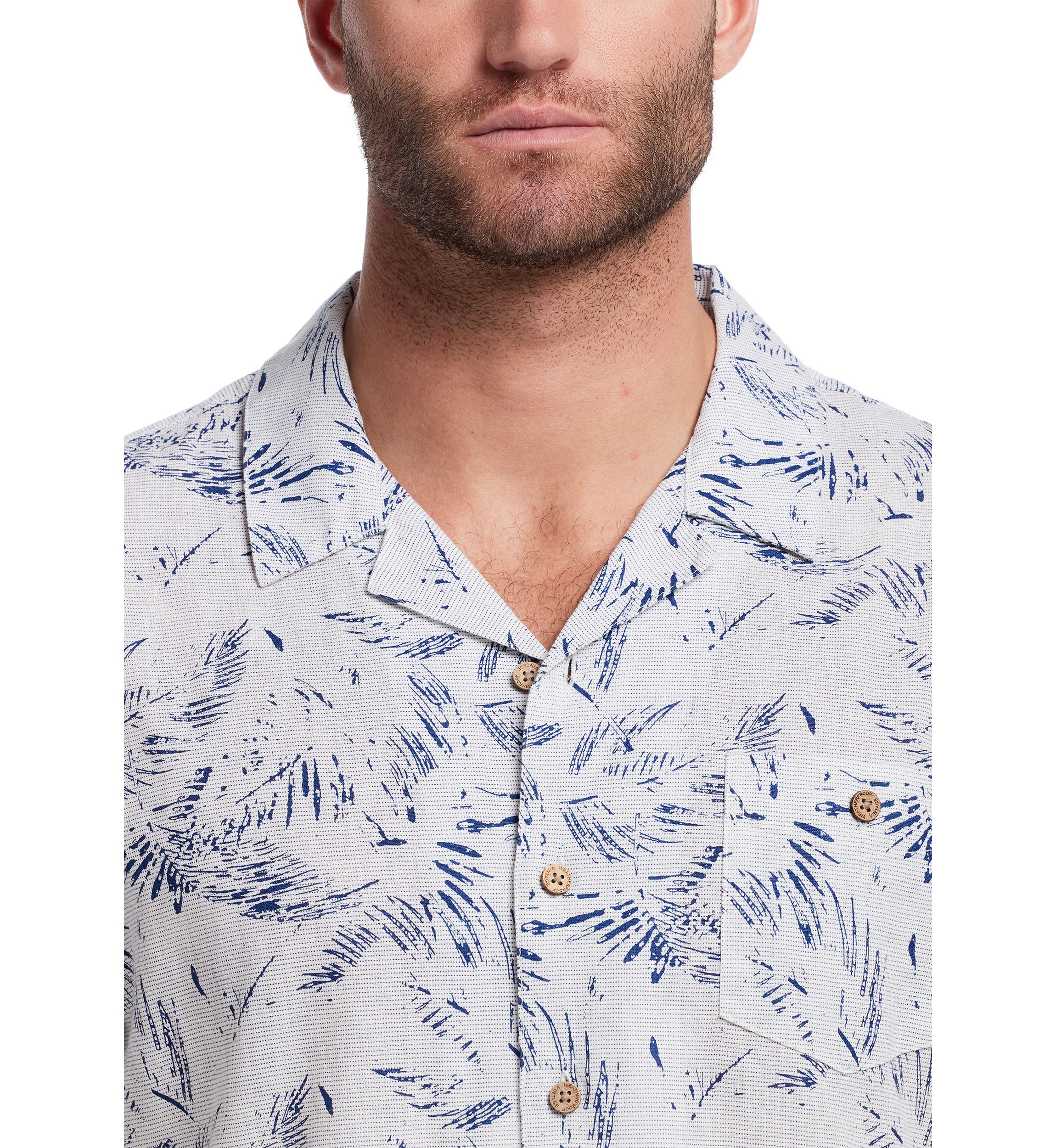 Mens Short Sleeve Linen Cotton Camp Shirt