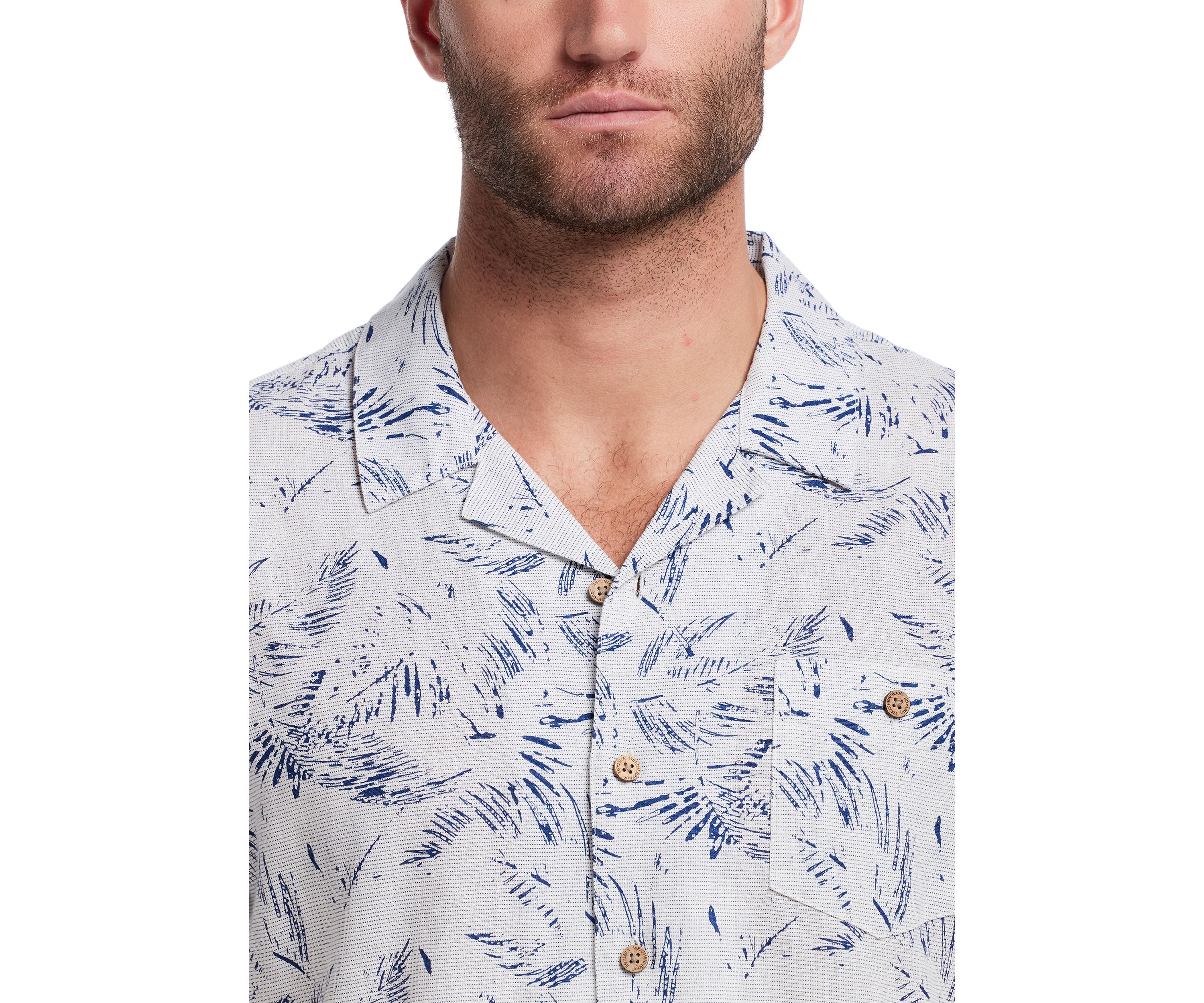 Mens Short Sleeve Linen Cotton Camp Shirt