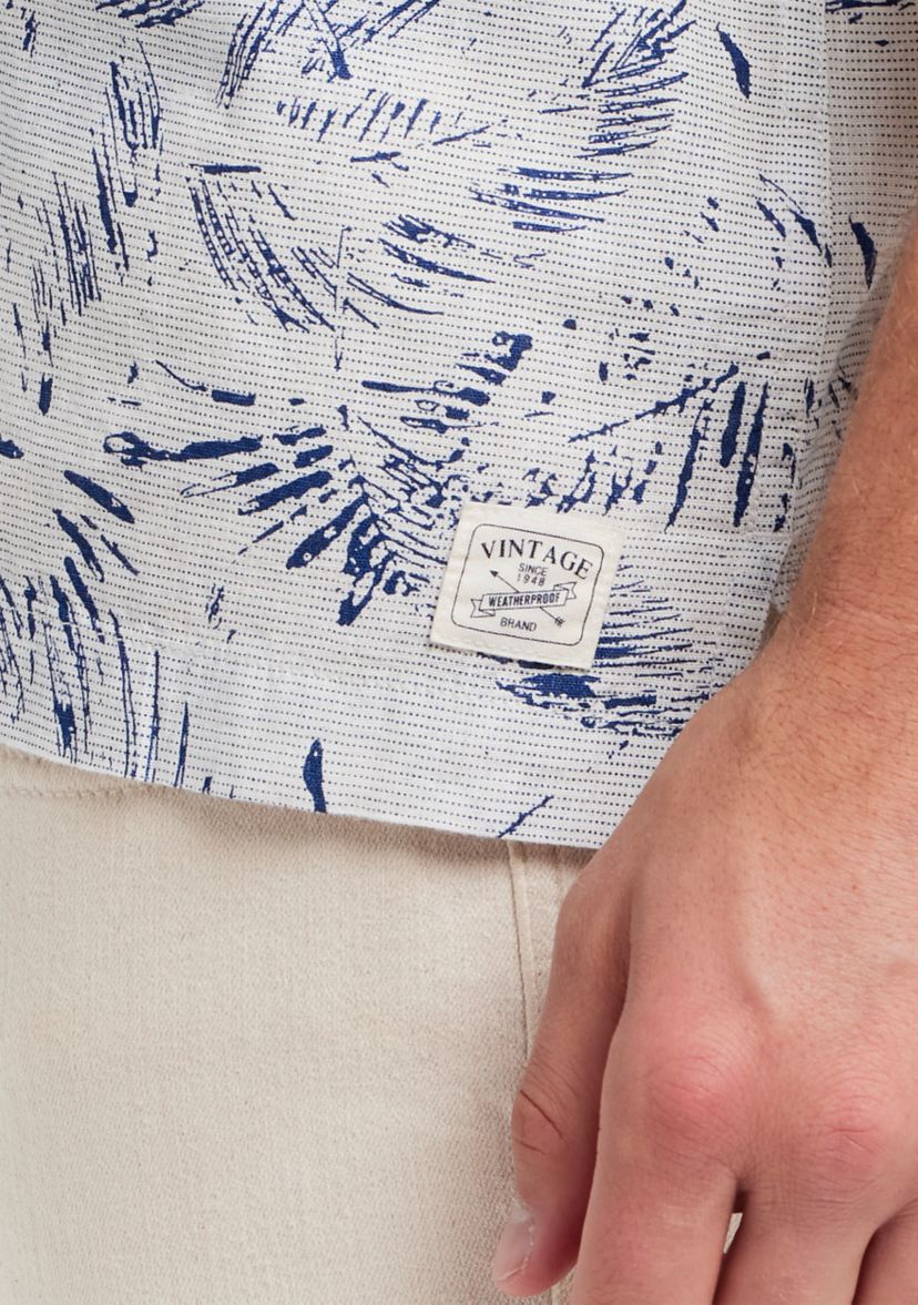 Mens Short Sleeve Linen Cotton Camp Shirt