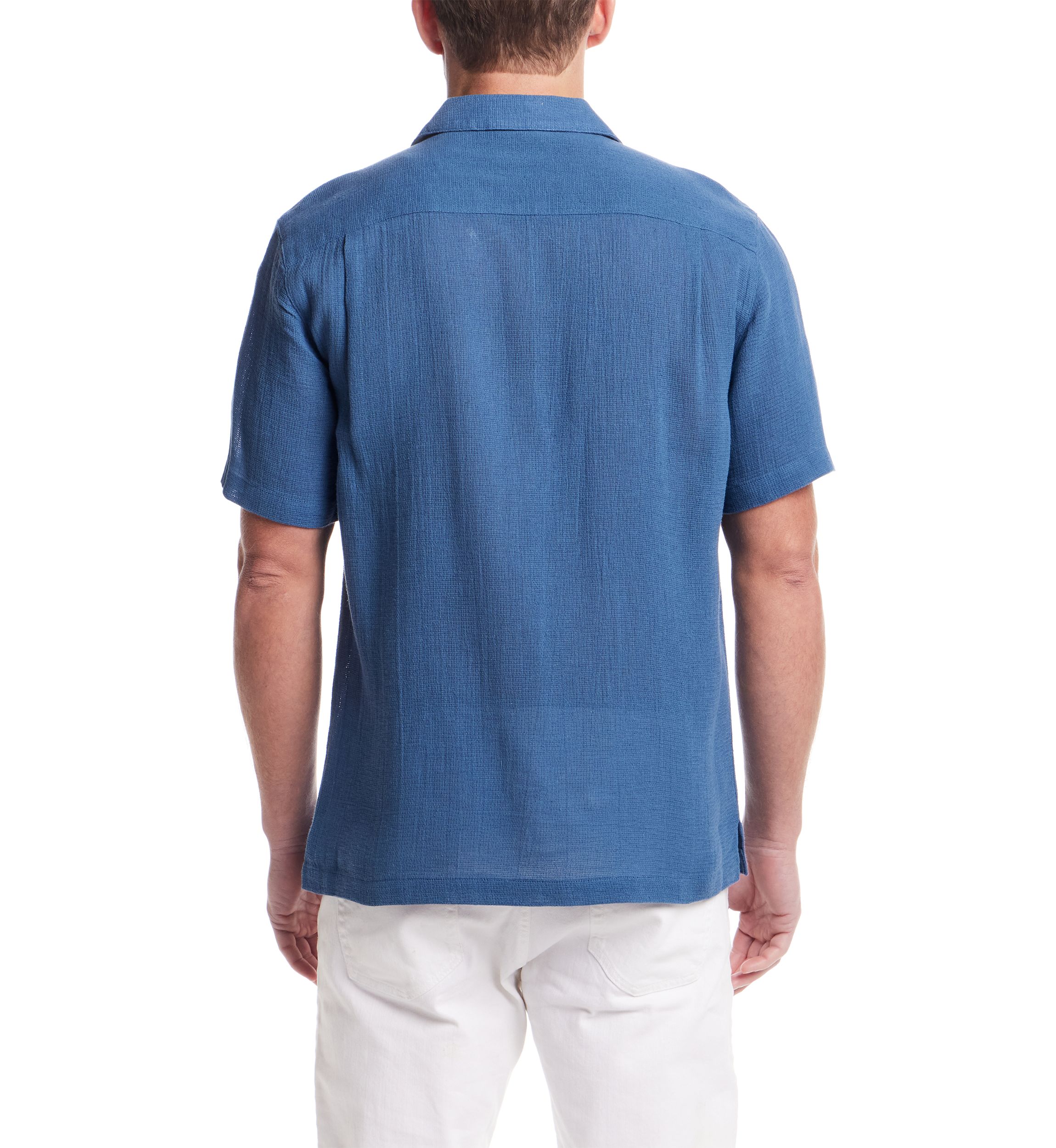 Mens Short Sleeve Cotton Linen Airtex Shirt 