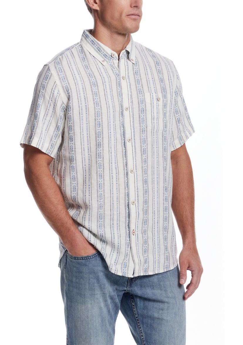 Mens Short Sleeve Aztec Vertical Dobby Shirt