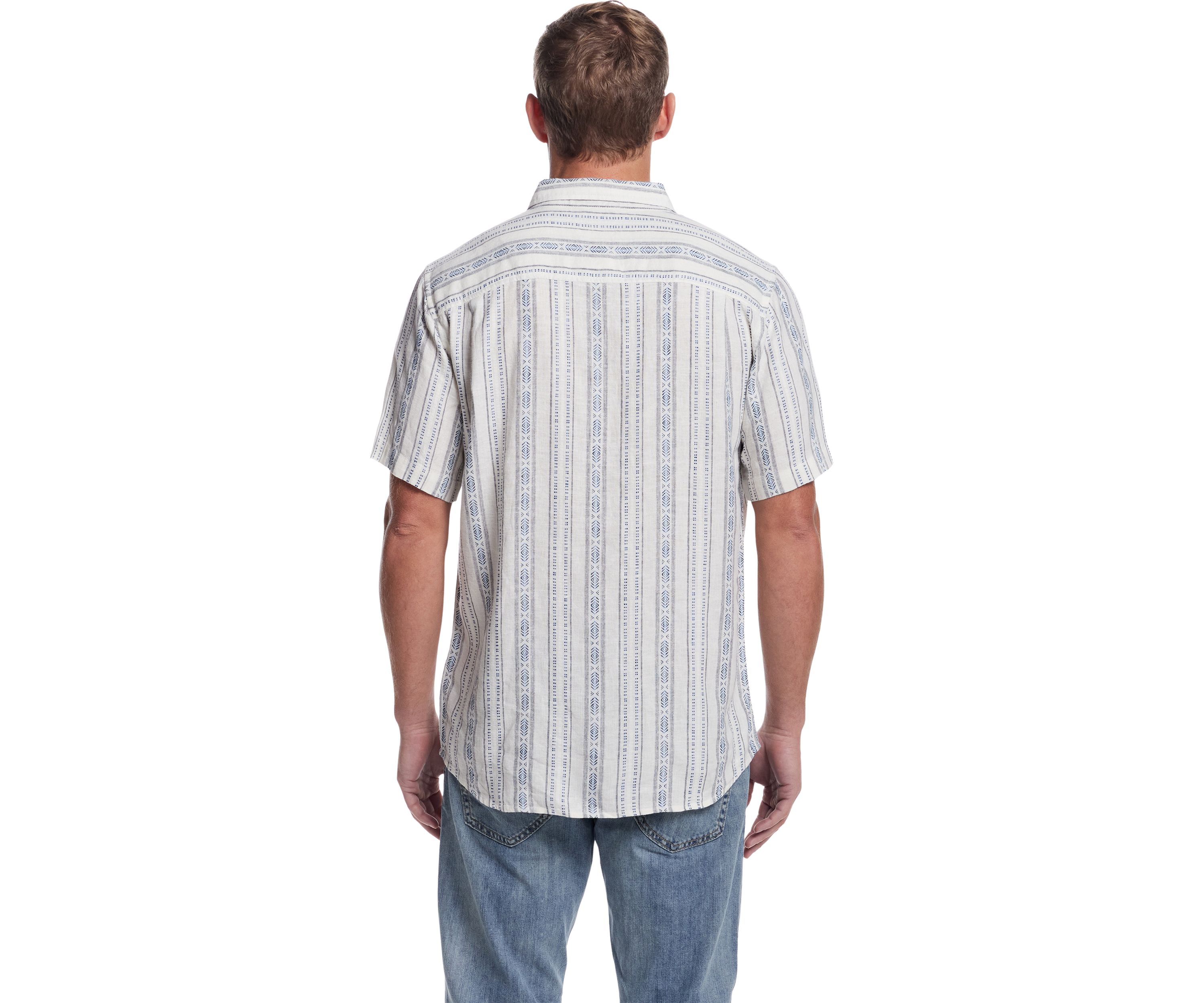 Mens Short Sleeve Aztec Vertical Dobby Shirt