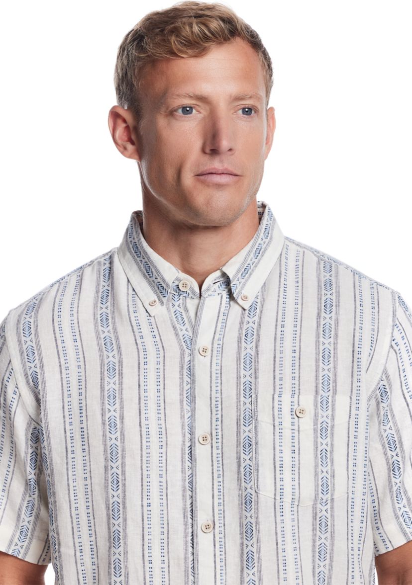 Mens Short Sleeve Aztec Vertical Dobby Shirt