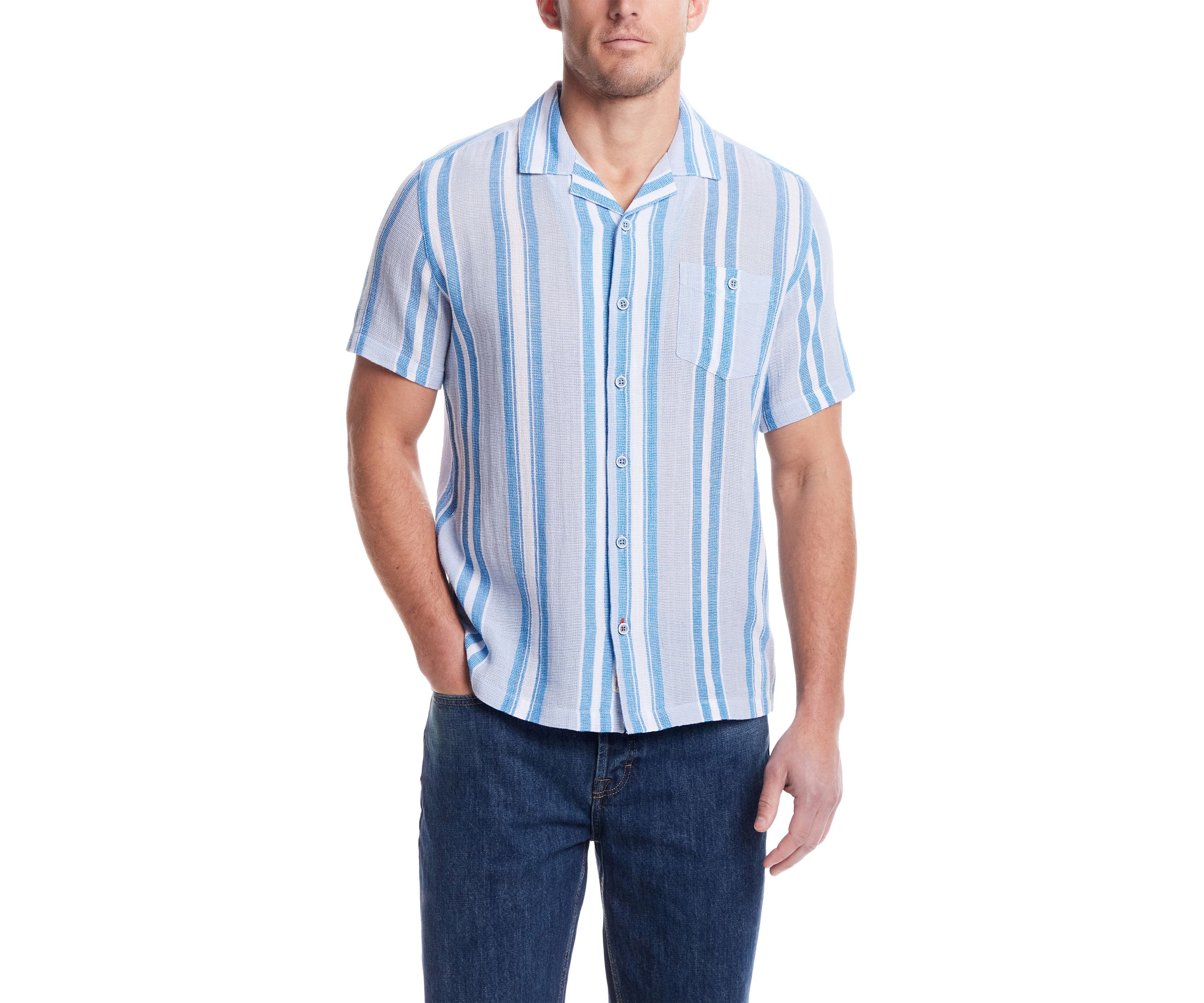 Mens Short Sleeve Waffle Woven Airtex Shirt 