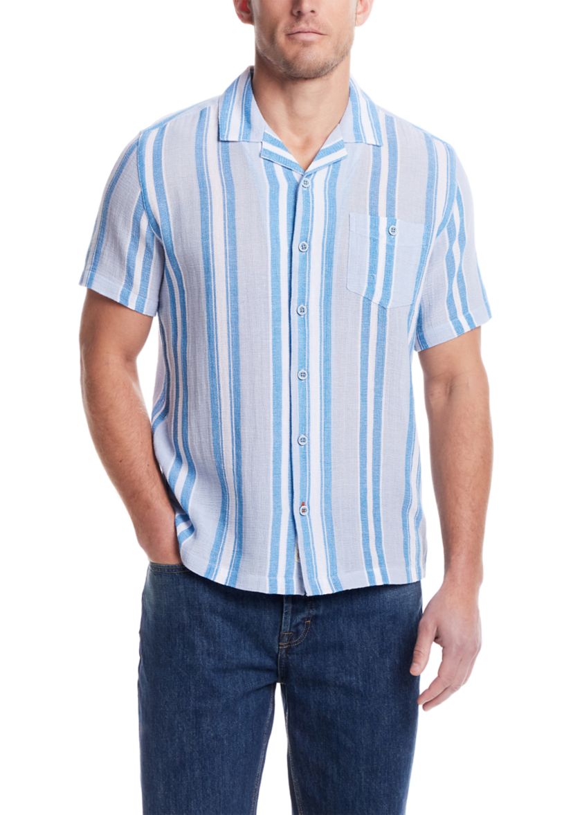 Mens Short Sleeve Waffle Woven Airtex Shirt 