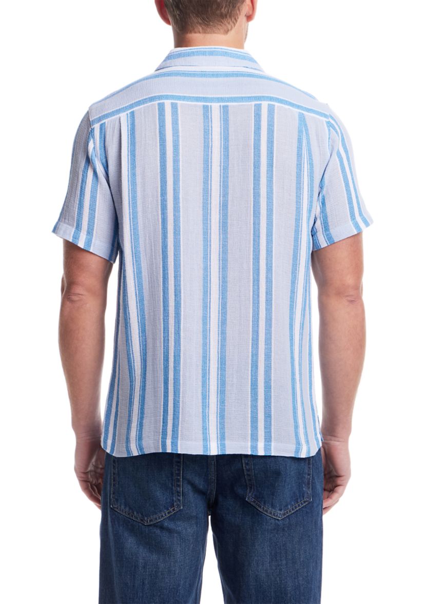 Mens Short Sleeve Waffle Woven Airtex Shirt 