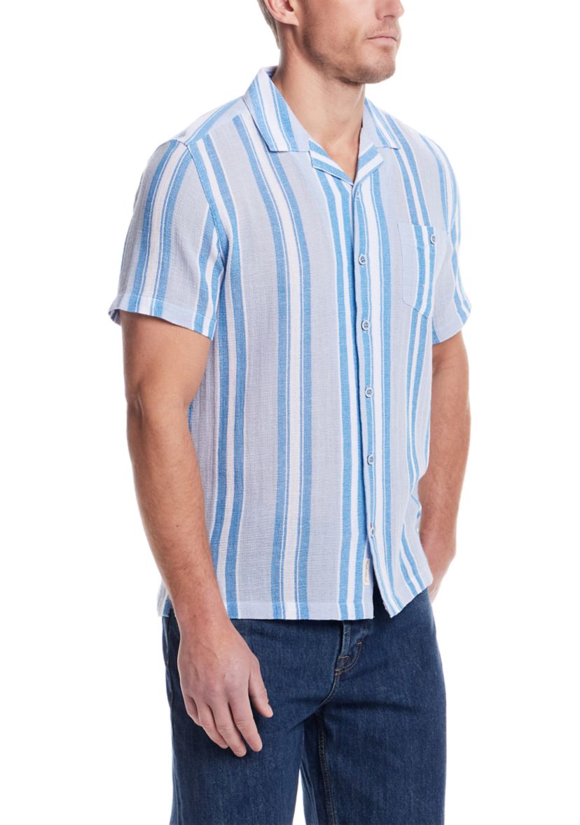 Mens Short Sleeve Waffle Woven Airtex Shirt 